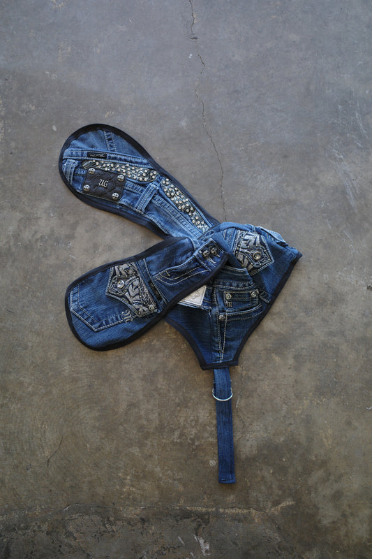 nag nag Bunny Ear Hat made with vintage  Y2K missme jeans
