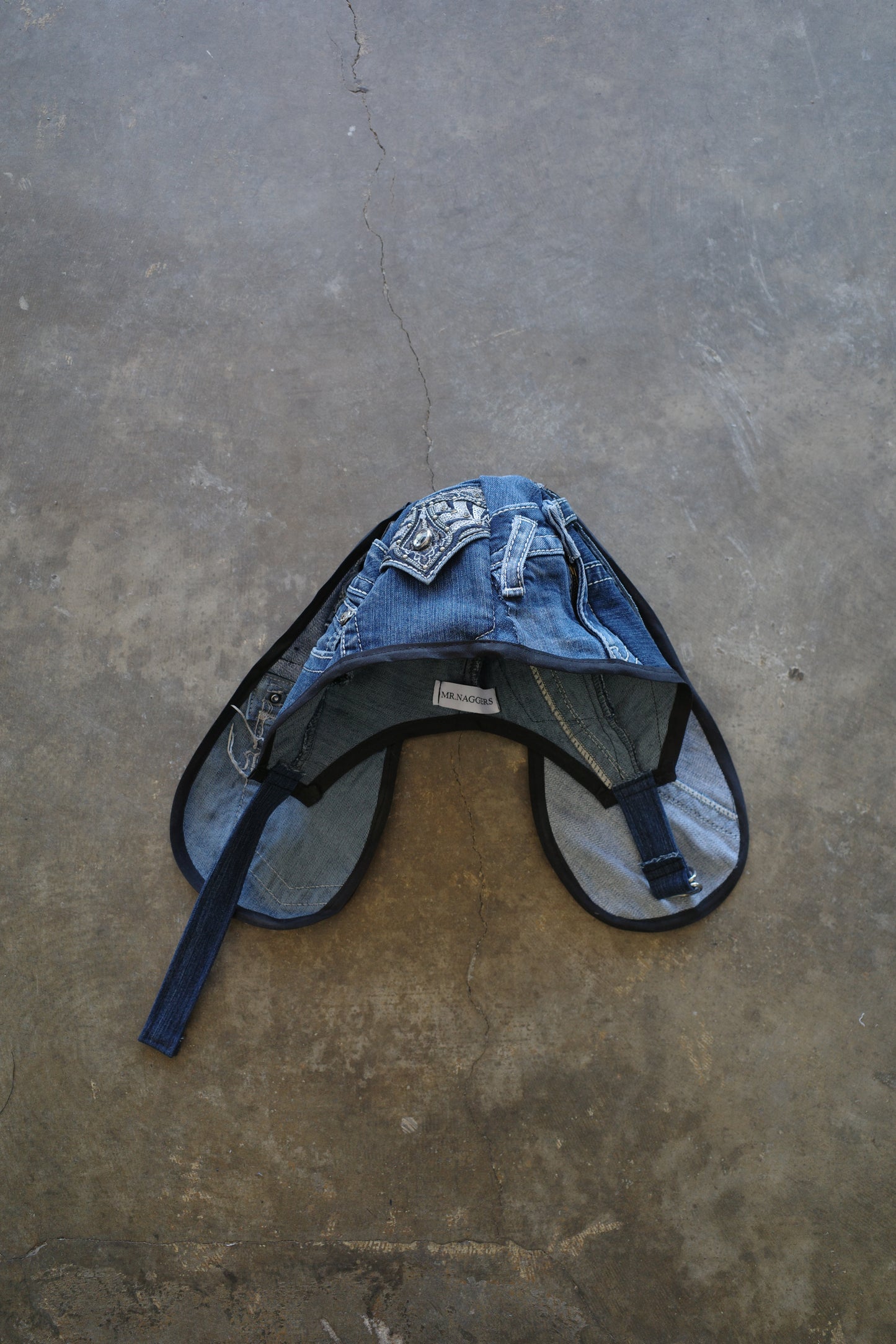 nag nag Bunny Ear Hat made with vintage  Y2K missme jeans