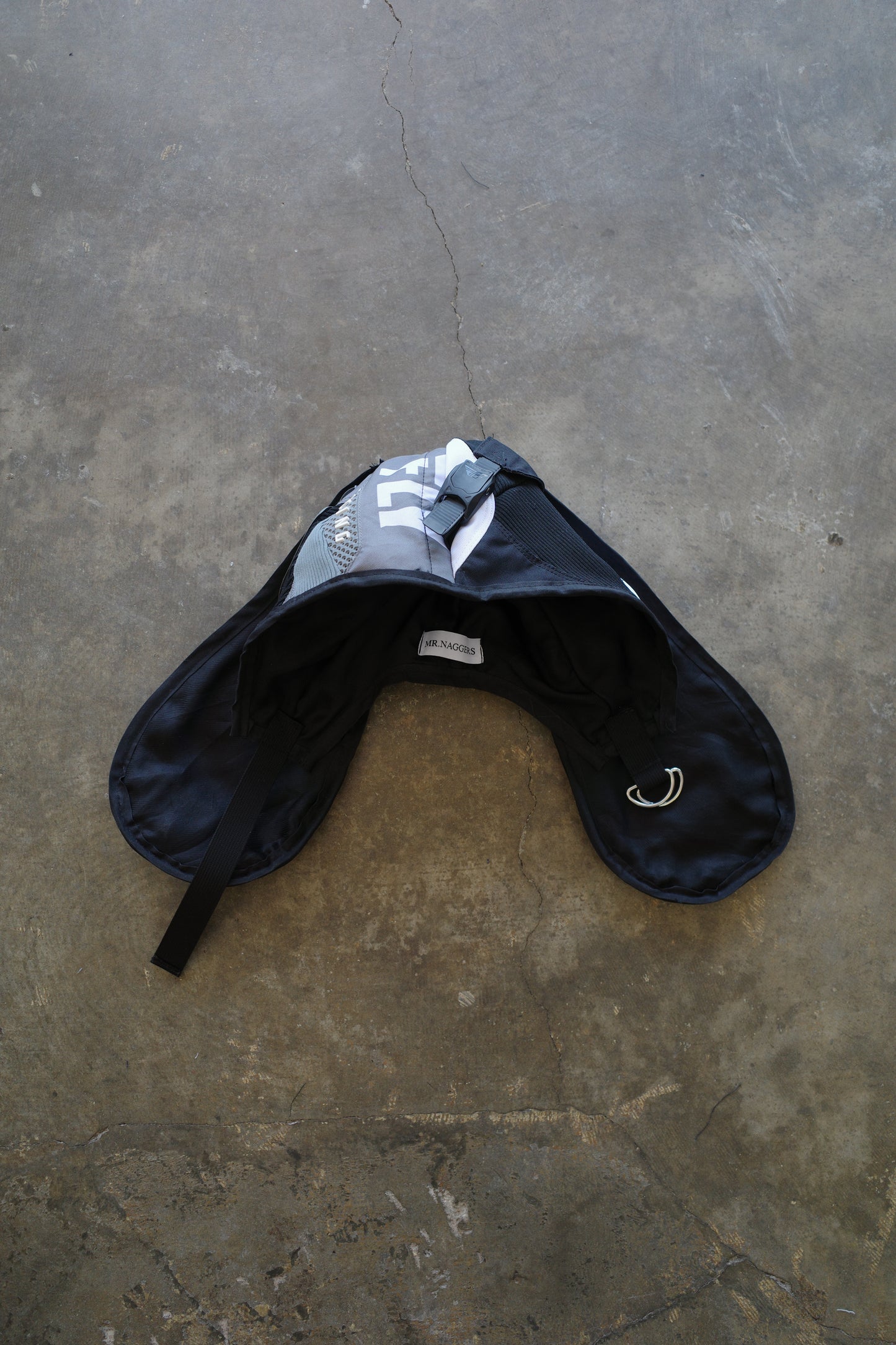 nag nag Bunny Ear Hat made with vintage FLY moto racing pants