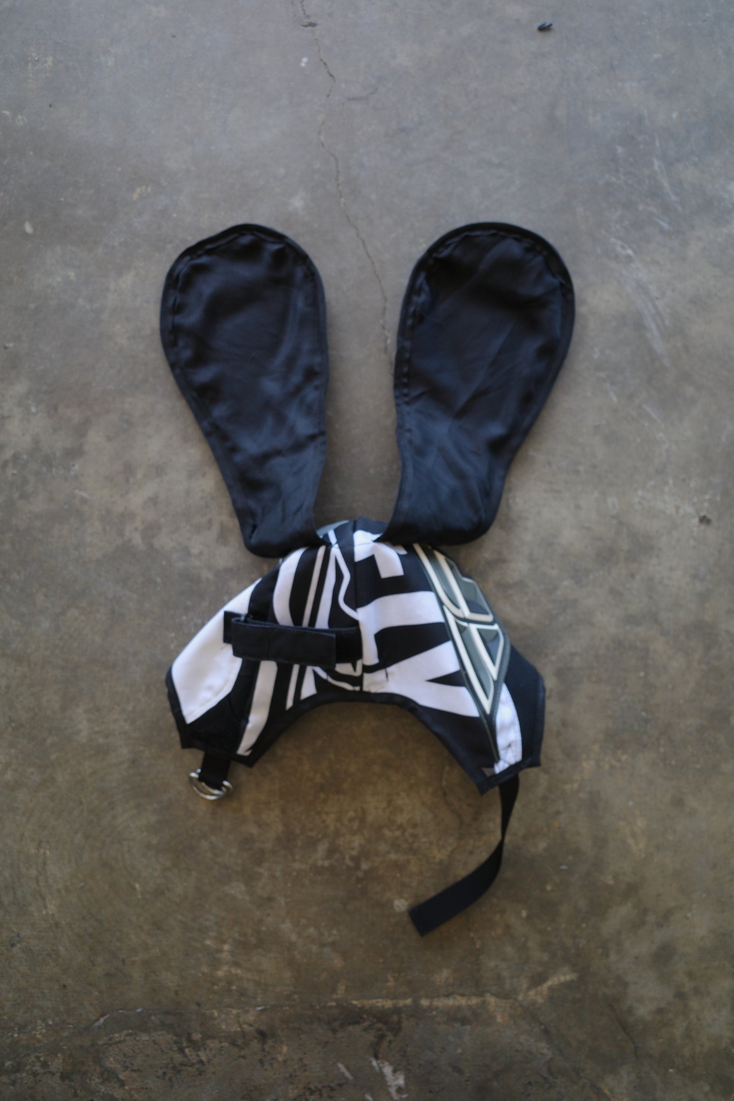 nag nag Bunny Ear Hat made with vintage FLY moto racing pants