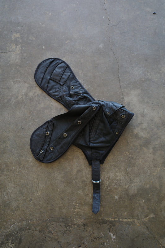 nag nag Bunny Ear Hat made with vintage  Harley Davidson Leather Biker  jacket