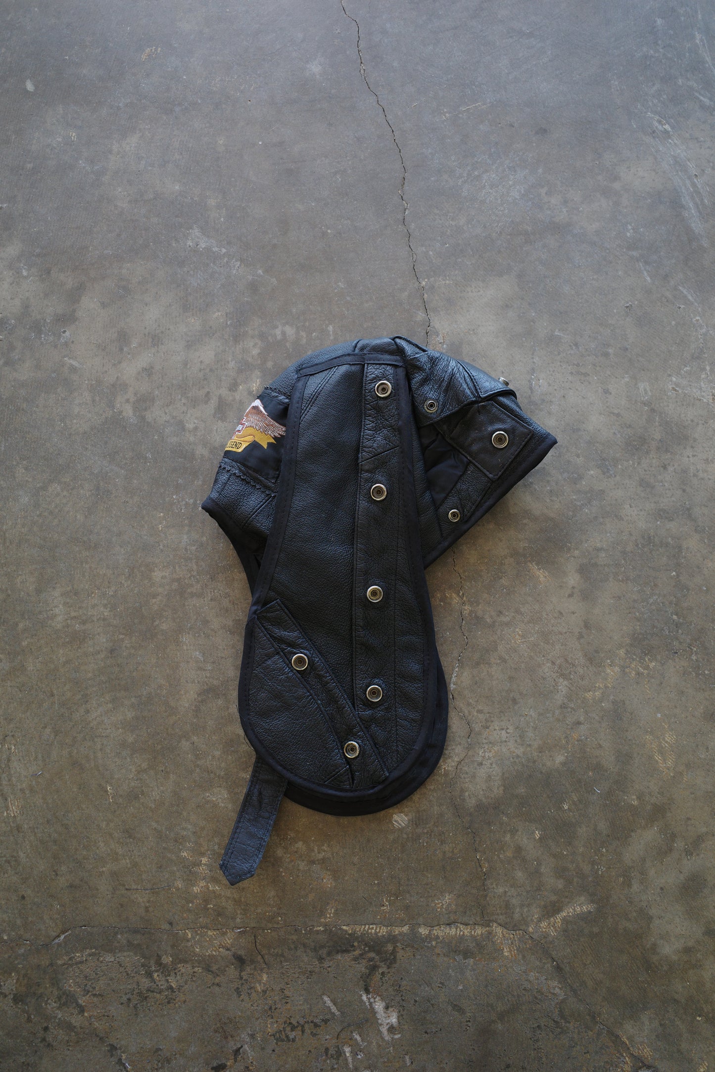 nag nag Bunny Ear Hat made with vintage  Harley Davidson Leather Biker  jacket