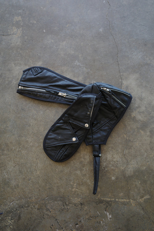 nag nag Bunny Ear Hat made with vintage  Leather Biker  jacket