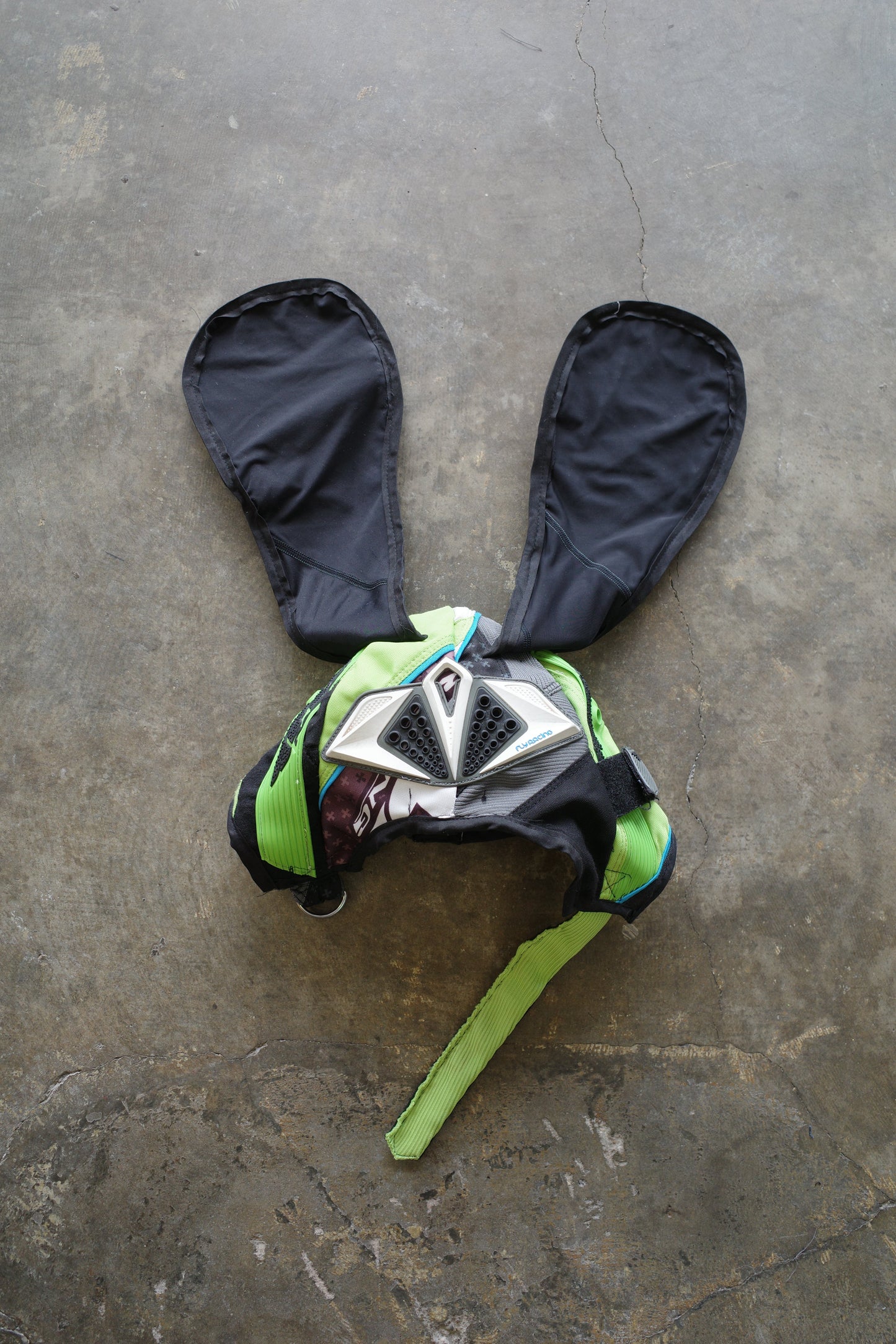 nag nag Bunny Ear Hat made with vintage FLY moto racing pants