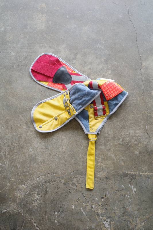 nag nag Bunny Ear Hat made with vintage Fireman jacket