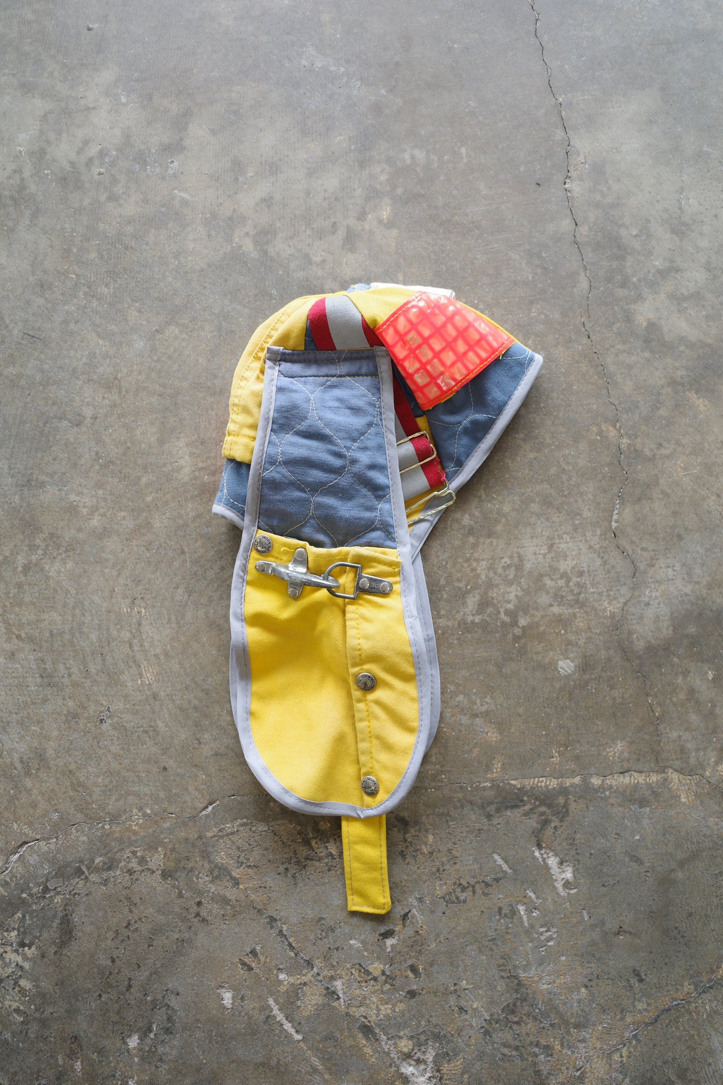 nag nag Bunny Ear Hat made with vintage Fireman jacket