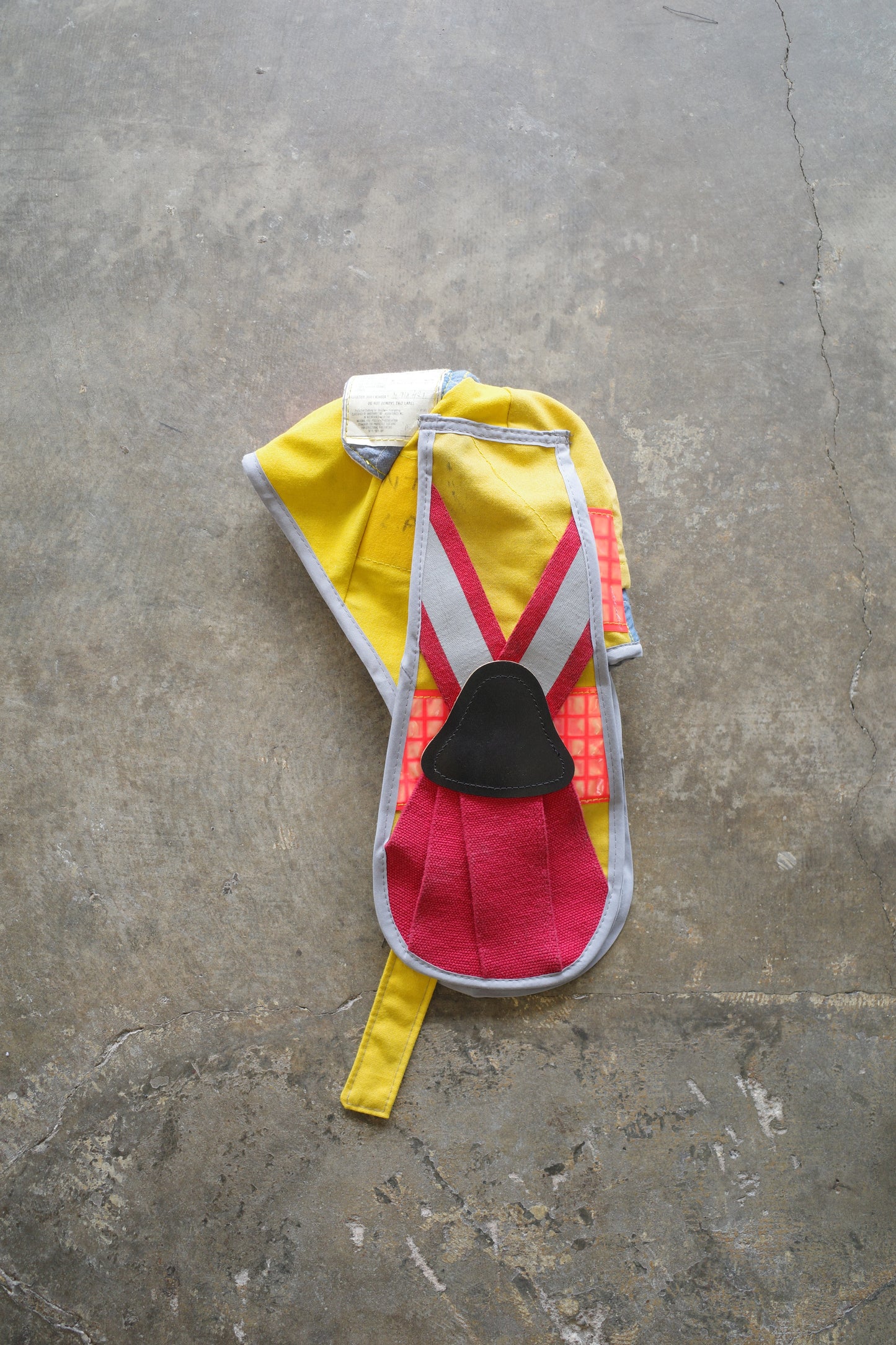 nag nag Bunny Ear Hat made with vintage Fireman jacket