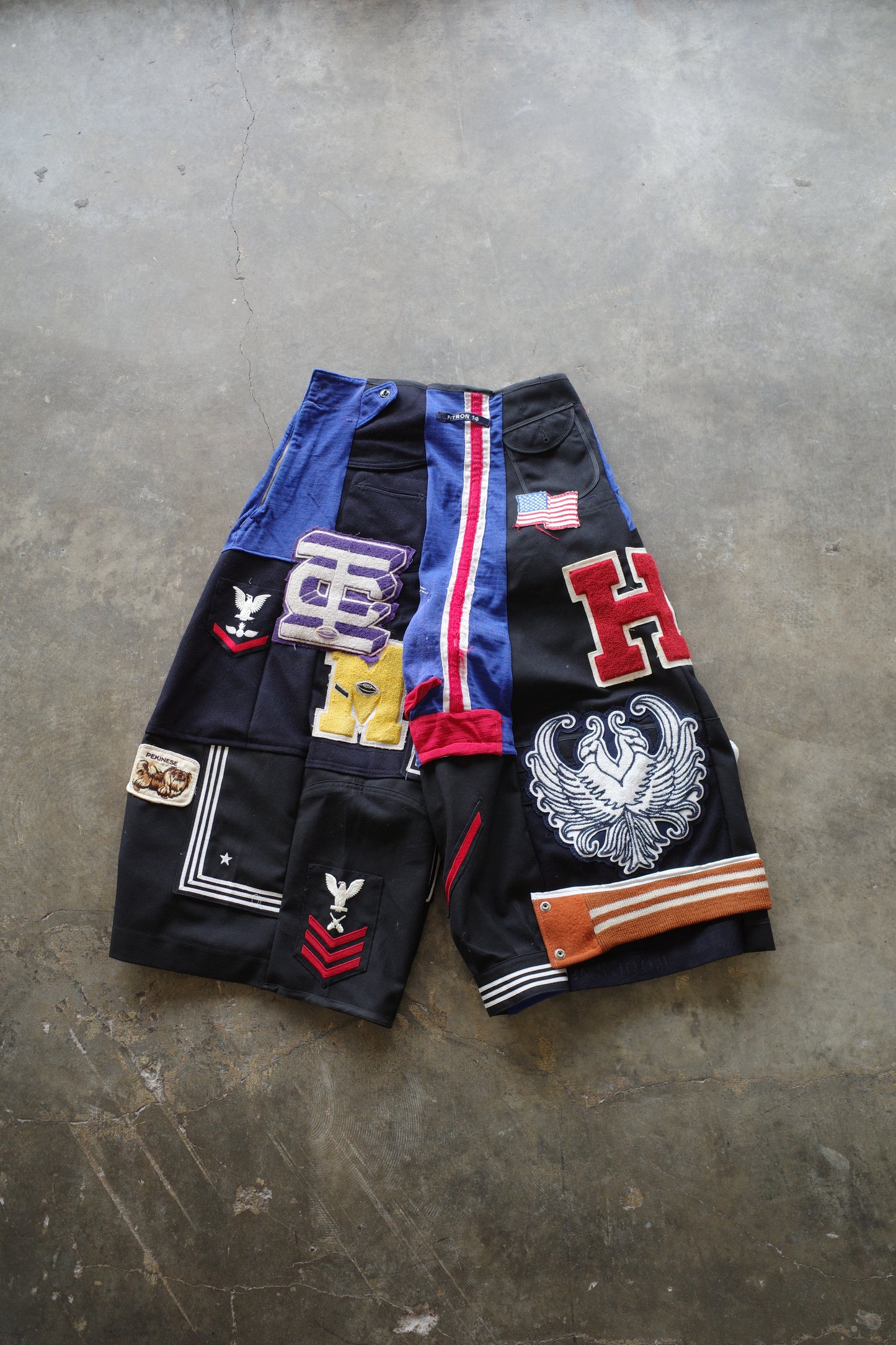 Wide Legged nag nag Pants(S) / made with vintage US.NAVY ISSUES wool fabric & vintage patches