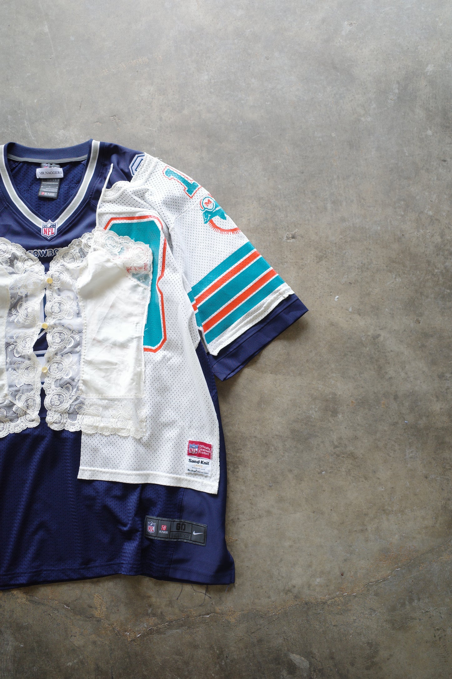 nag nag C&A top w pro sport jersey shirt/made from NFL Dallas CowBoys and Miami Dolphins shirt