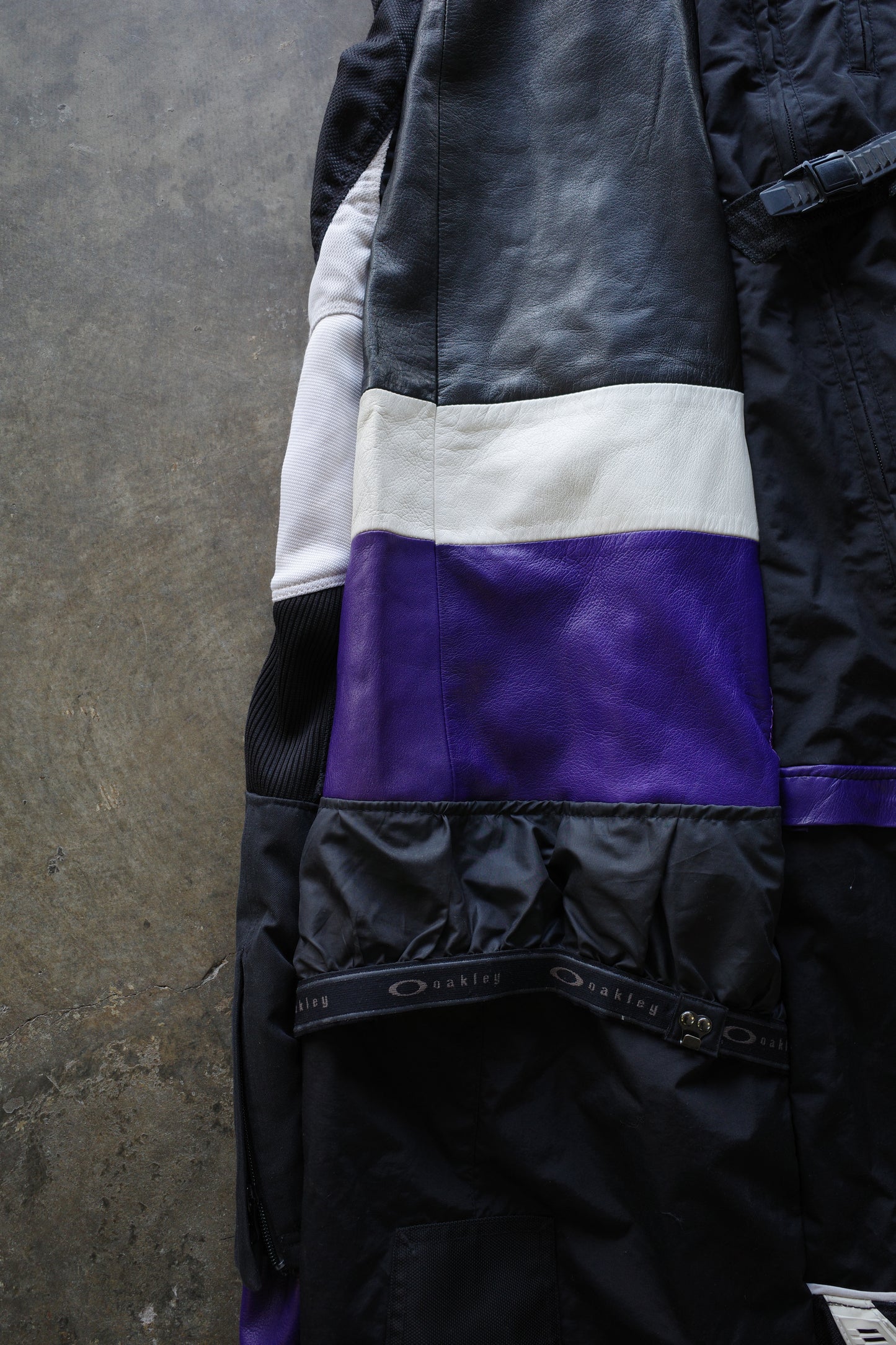 Wide Legged nag nag Pants(L)/made with vintage FOX racing pants. leather trim
