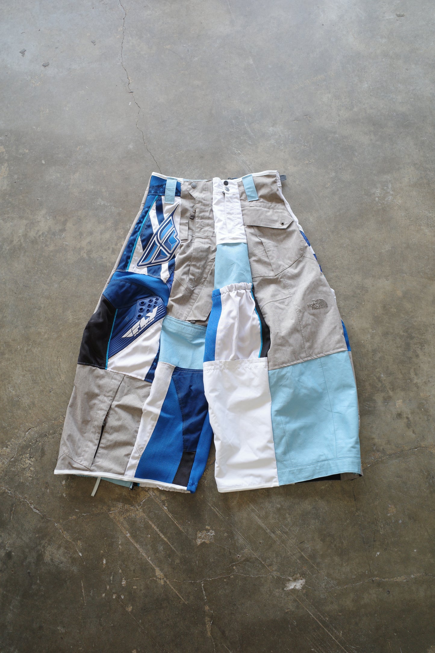 Wide Legged nag nag Pants(S)/made from vintage FLY moto racing pants &vintage Columbia CONVERT Ski trousers.Learher trim