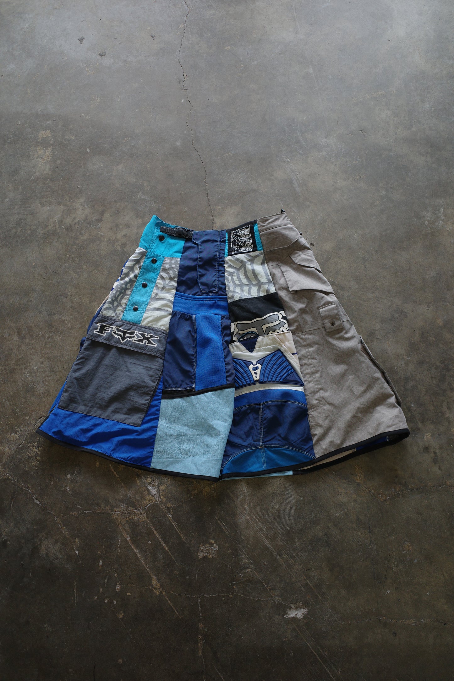 nag nag Baggy Shorts (34)/made from vintage FOX motorcycle racing pants and Leather trim