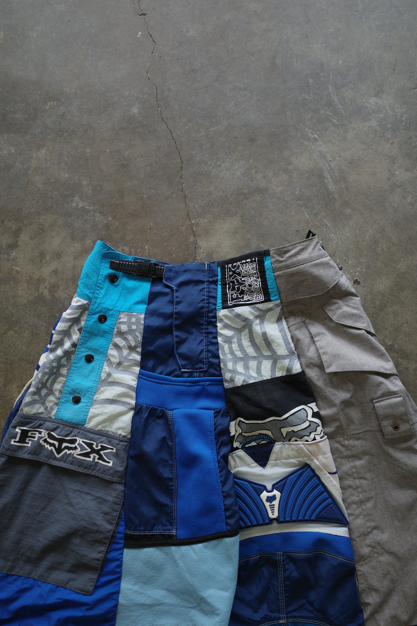 nag nag Baggy Shorts (34)/made from vintage FOX motorcycle racing pants and Leather trim