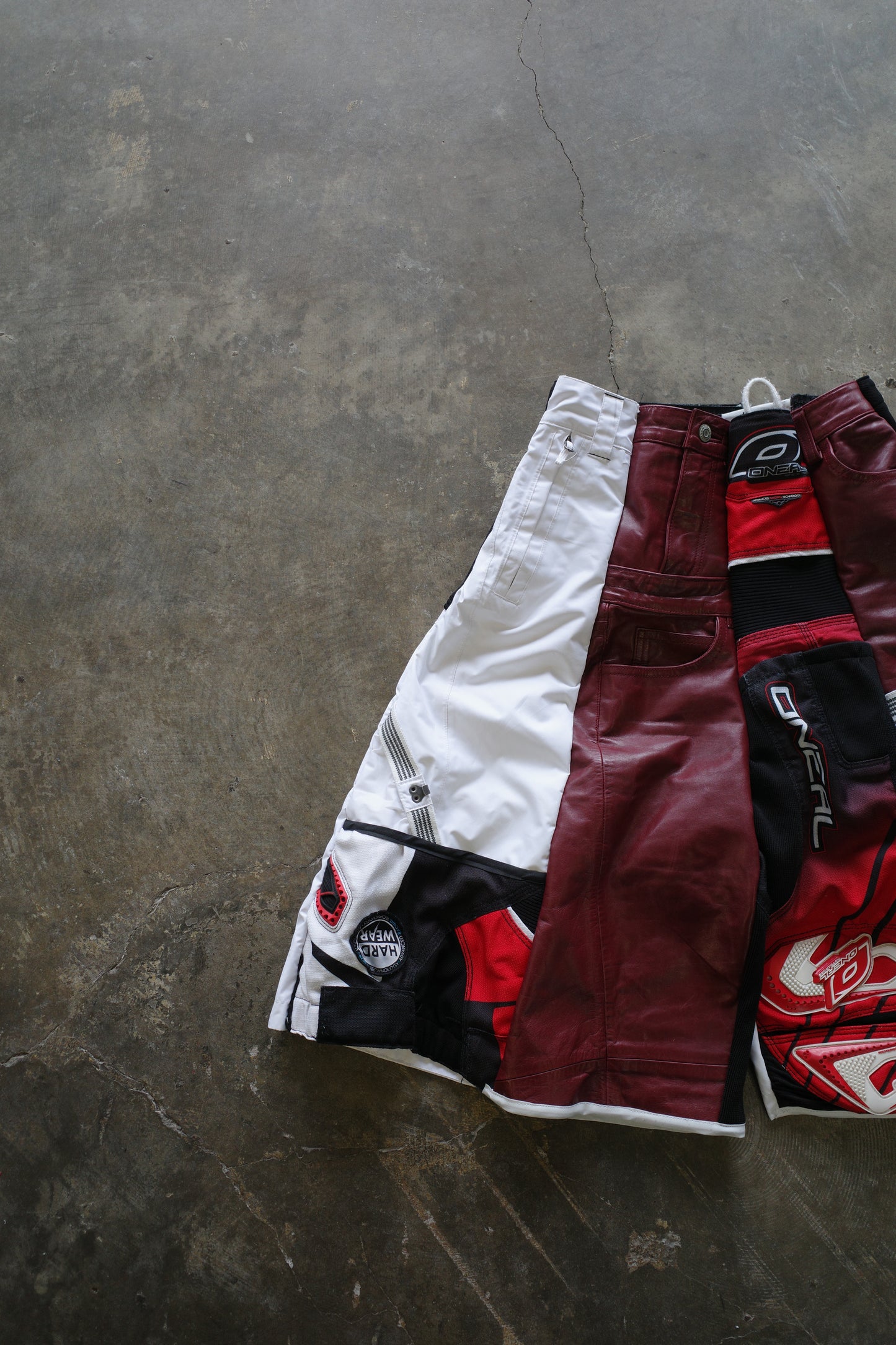 nag nag Baggy Shorts (30)/made from vintage ONEAL motorcycle racing pants and Leather trim