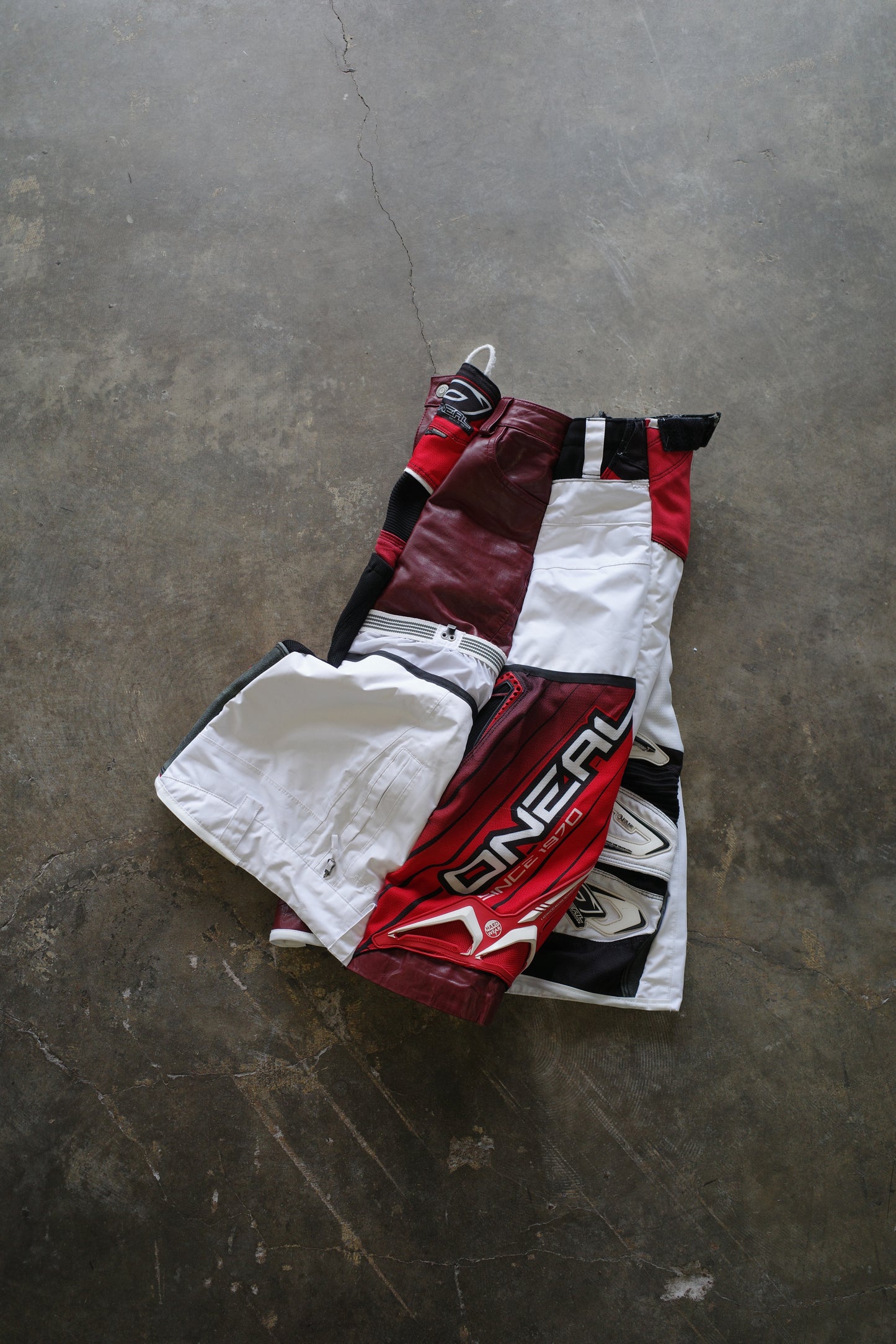 nag nag Baggy Shorts (30)/made from vintage ONEAL motorcycle racing pants and Leather trim