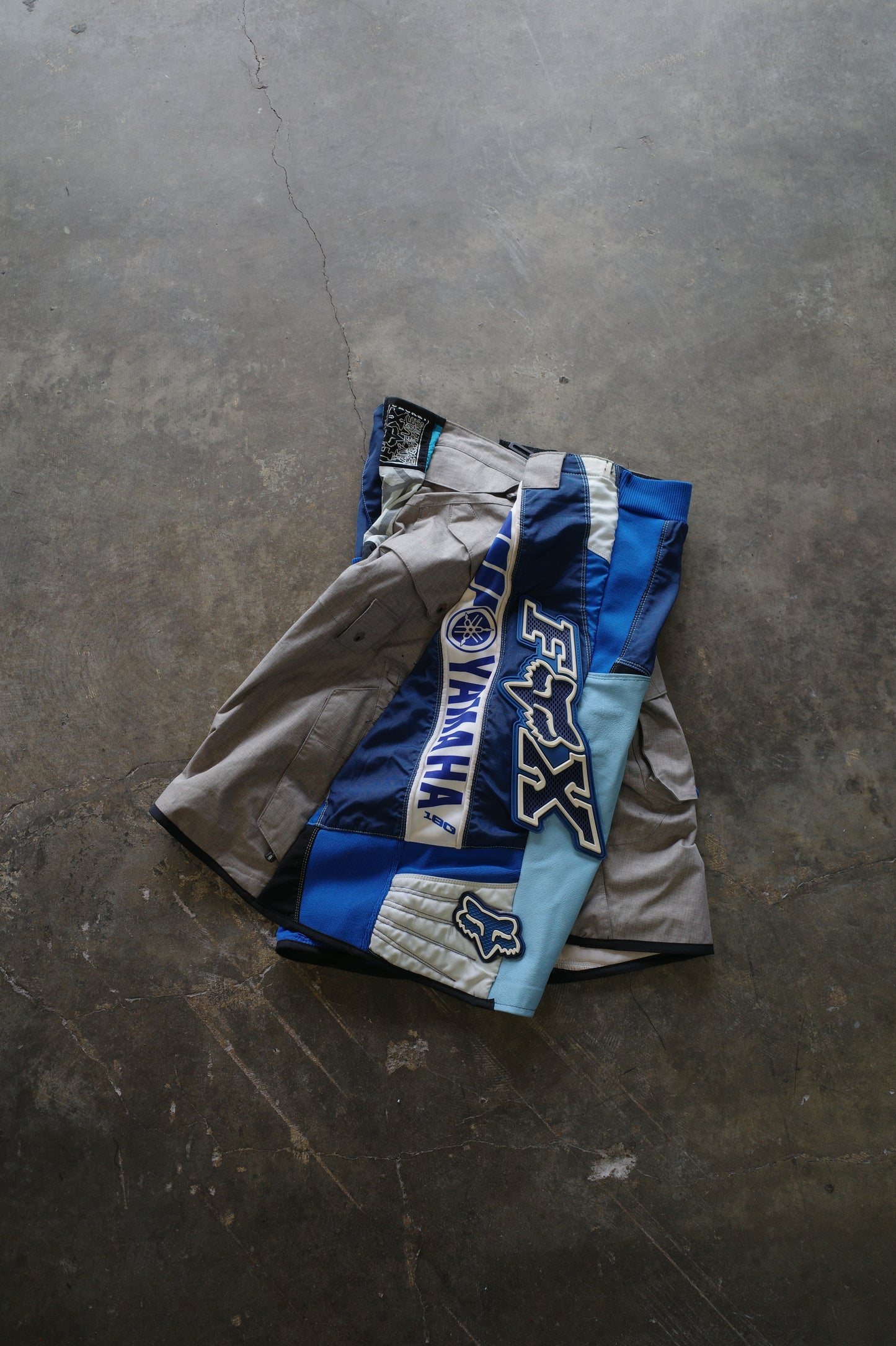 nag nag Baggy Shorts (34)/made from vintage FOX motorcycle racing pants and Leather trim