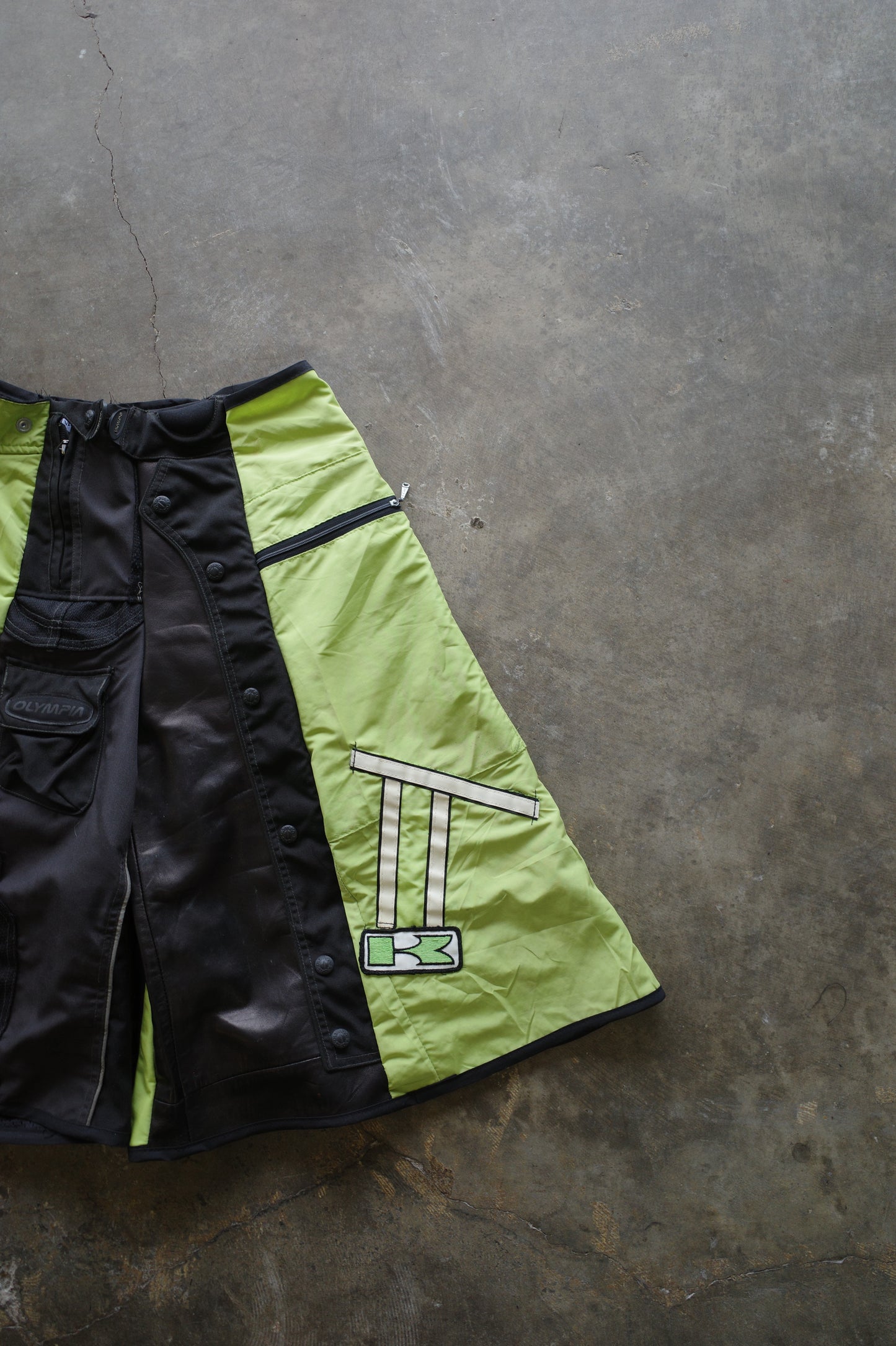 nag nag Baggy Shorts (32)/made with vintage KAWASAKI racing pants&OLYMPIA racing pants and leather trim