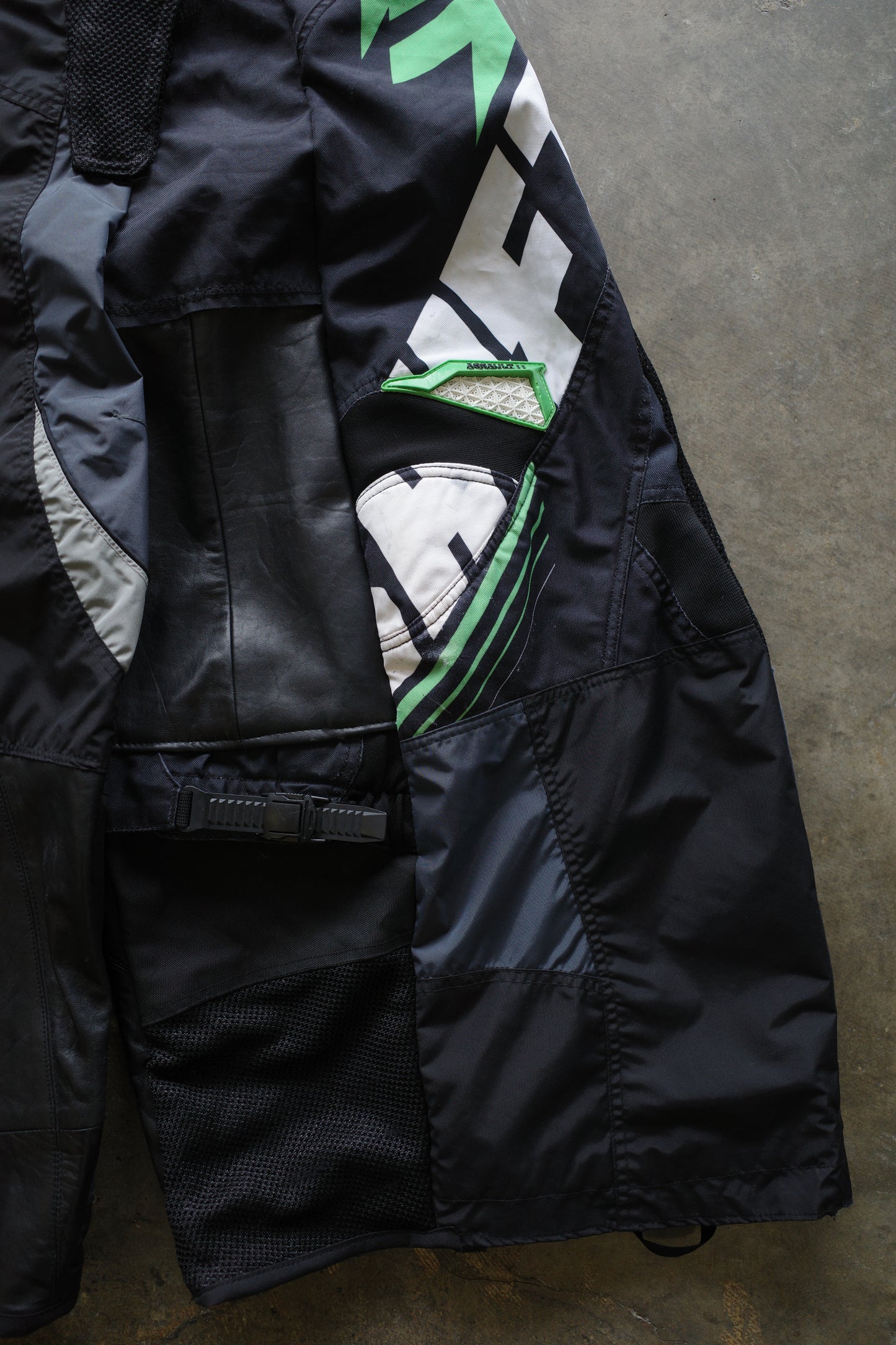 Wide Legged nag nag Pants(S)/made from vintage SHIFT motorcycle racing pants w Leather trim