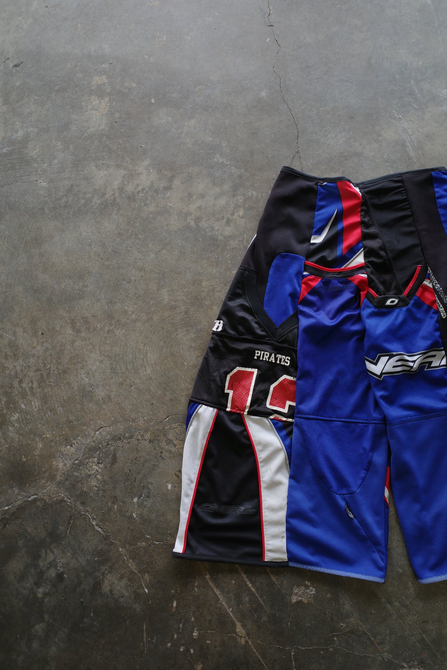 Wide Legged nag nag Pants(S)/made with vintage ONEAL racing  jerseys and Pro sports jerseys