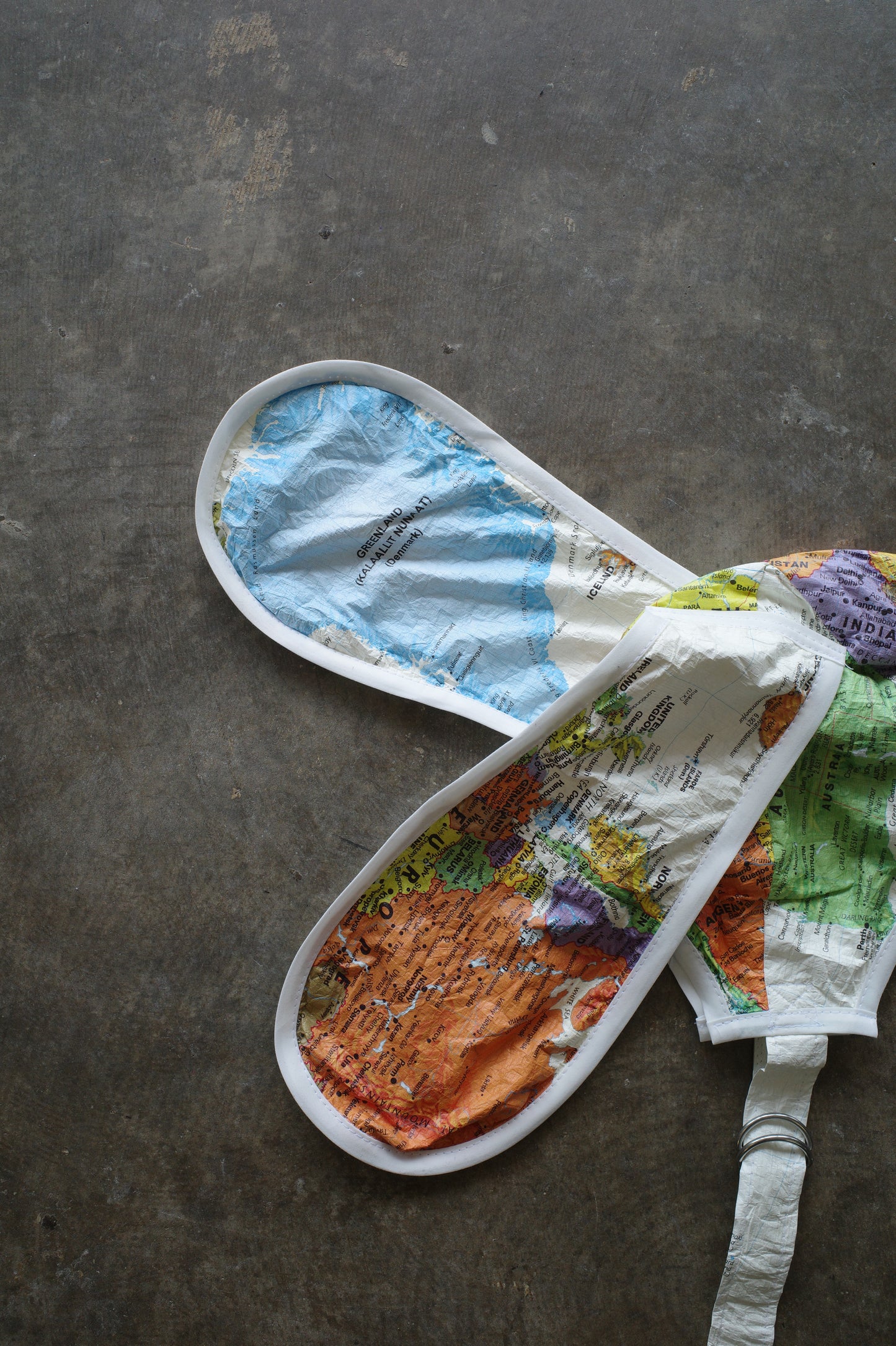 nag nag Bunny Ear Hat made with 1980s vintage paper jacket World Map Pattern