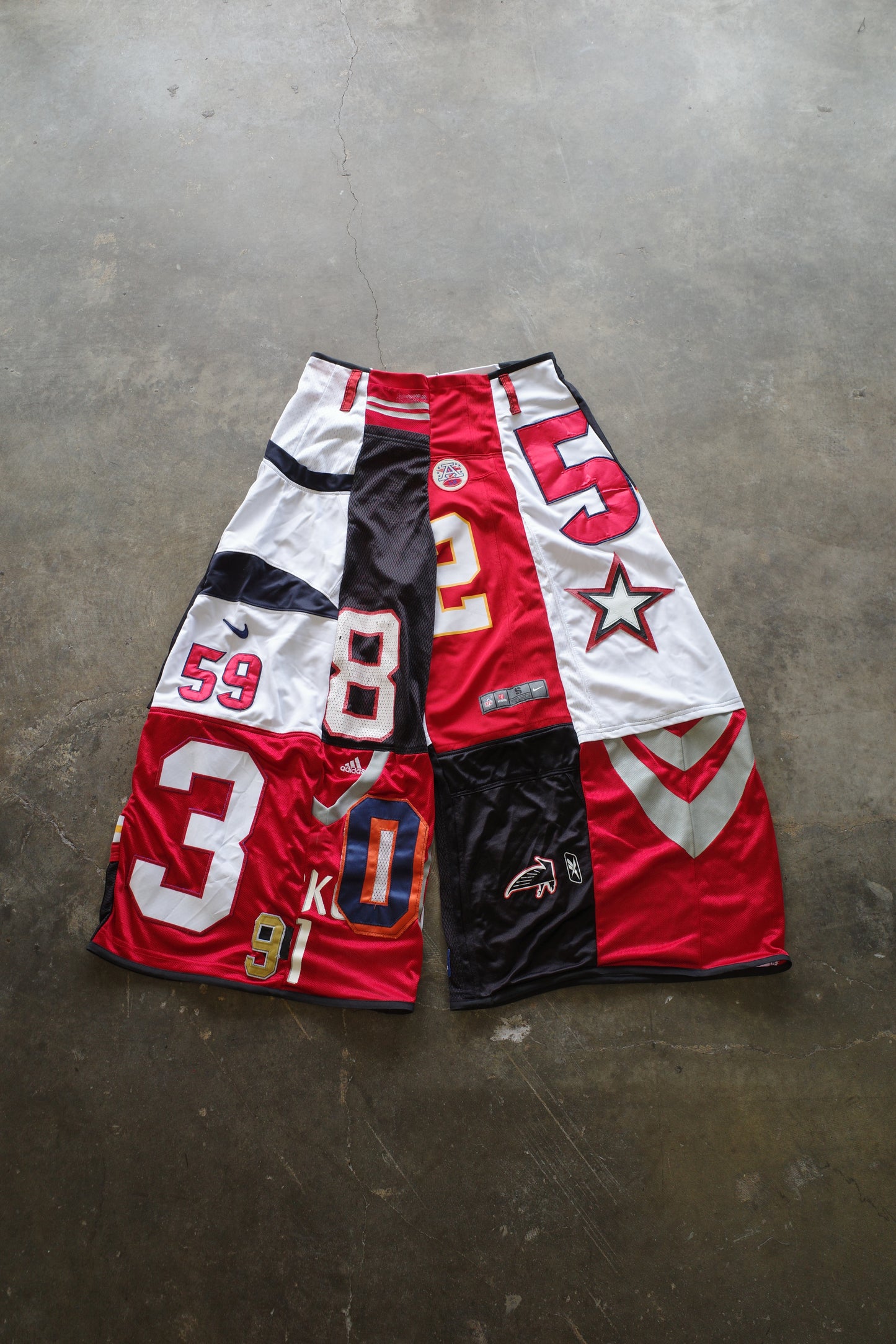 Wide Legged nag nag Pants(L)/made with vintage Pro sports jerseys