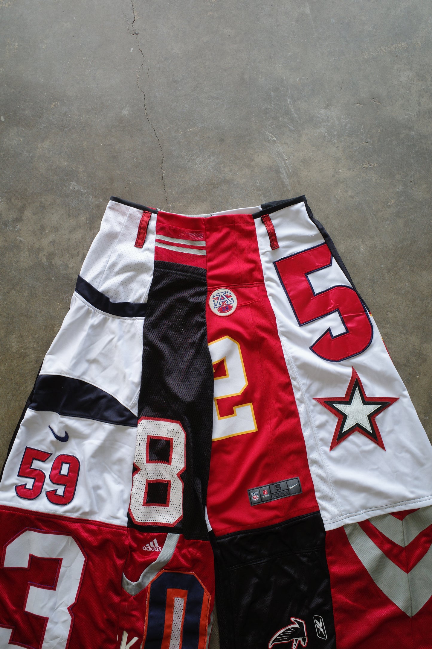 Wide Legged nag nag Pants(L)/made with vintage Pro sports jerseys