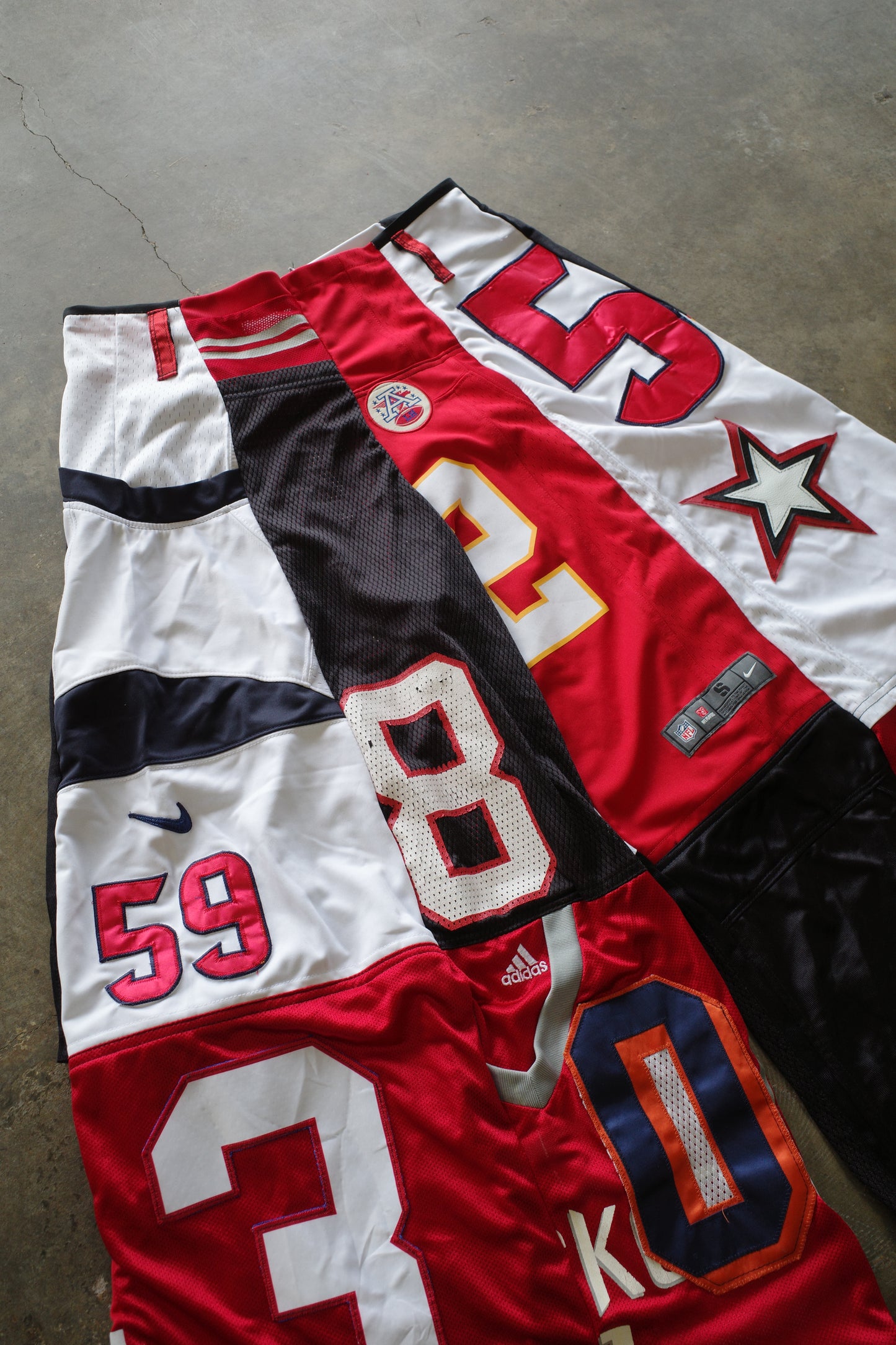 Wide Legged nag nag Pants(L)/made with vintage Pro sports jerseys