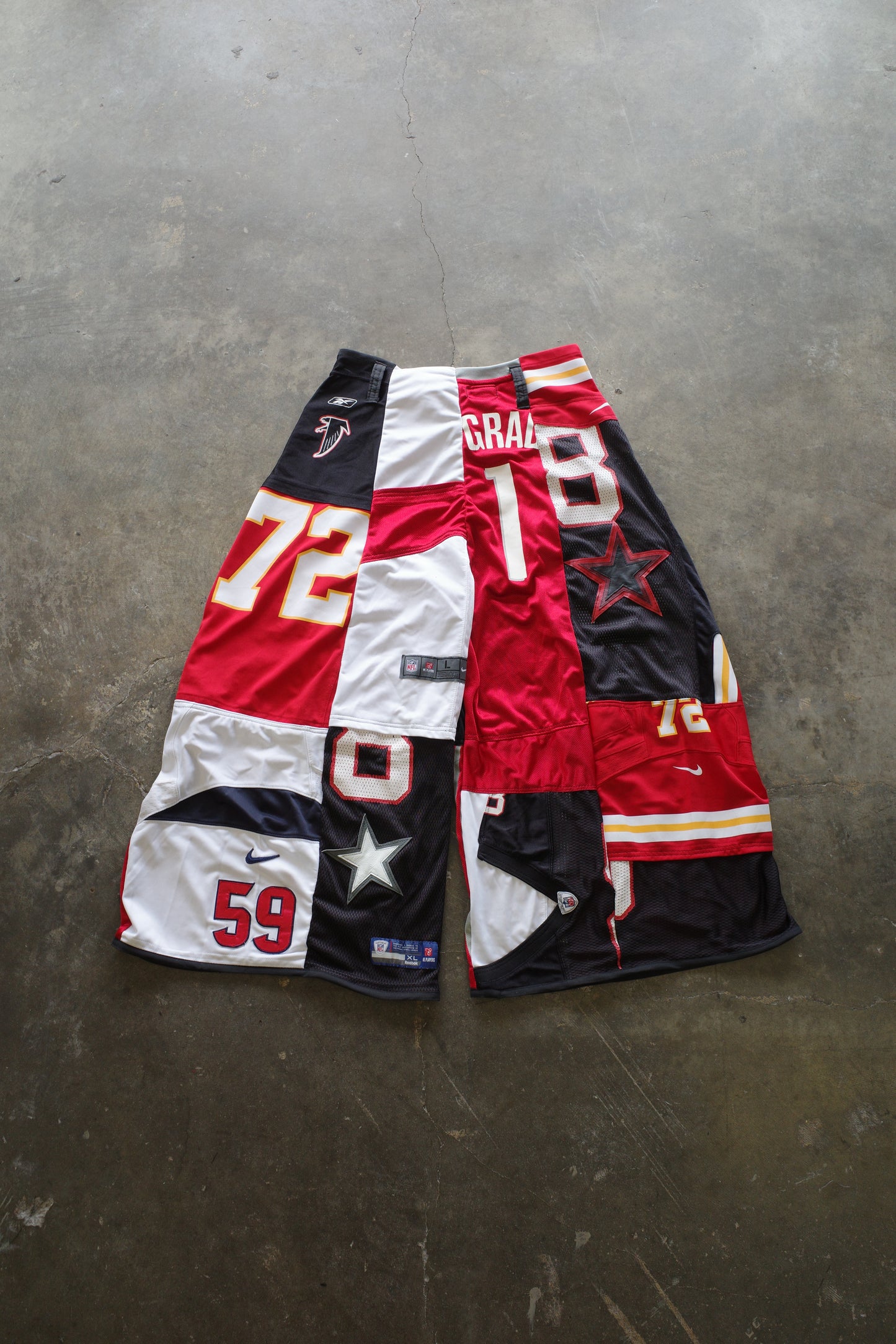 Wide Legged nag nag Pants(L)/made with vintage Pro sports jerseys