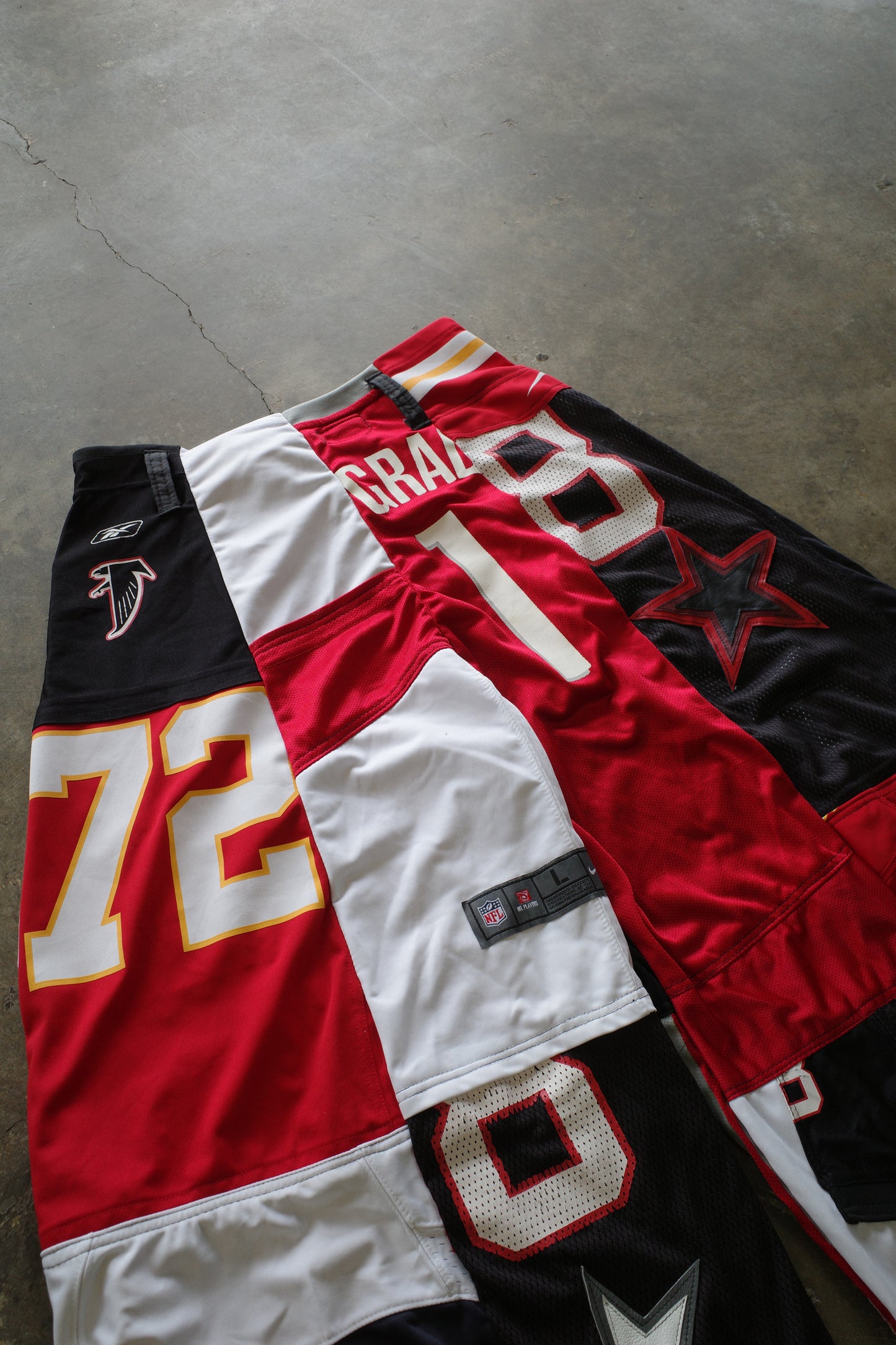 Wide Legged nag nag Pants(L)/made with vintage Pro sports jerseys