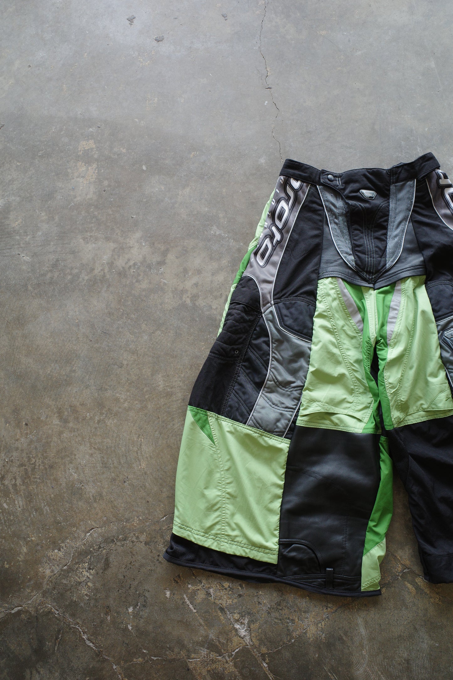 Wide Legged nag nag Pants(S)/made with vintage PROTO racing pants w Leather trim