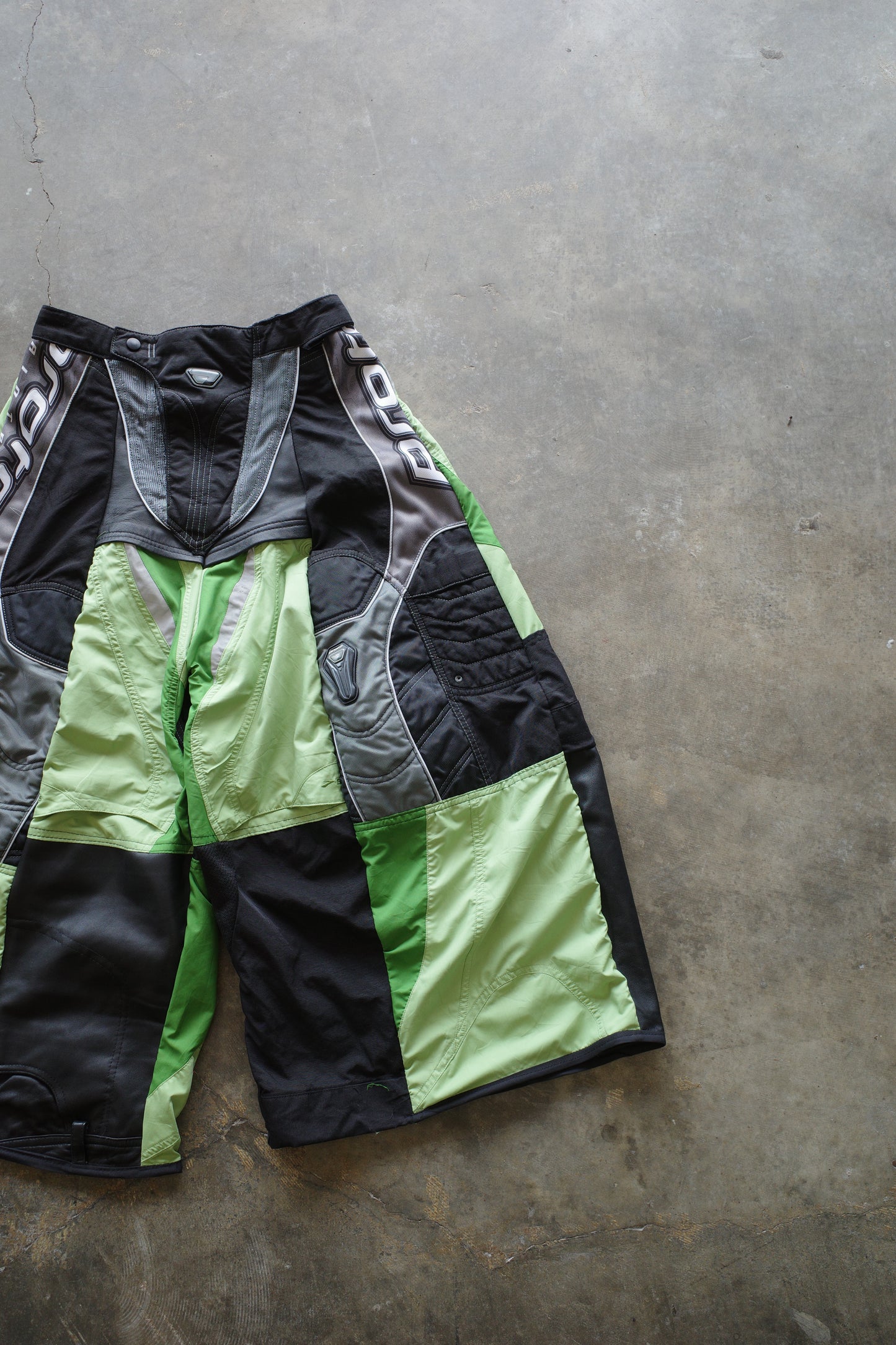 Wide Legged nag nag Pants(S)/made with vintage PROTO racing pants w Leather trim
