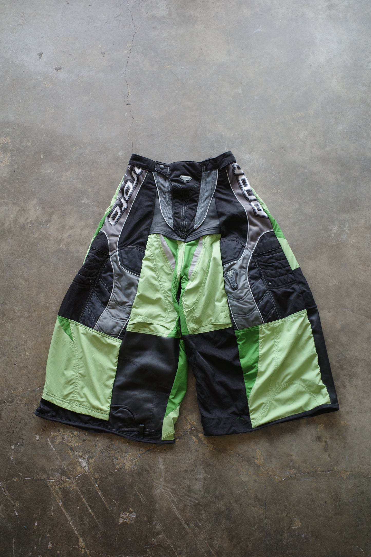 Wide Legged nag nag Pants(S)/made with vintage PROTO racing pants w Leather trim