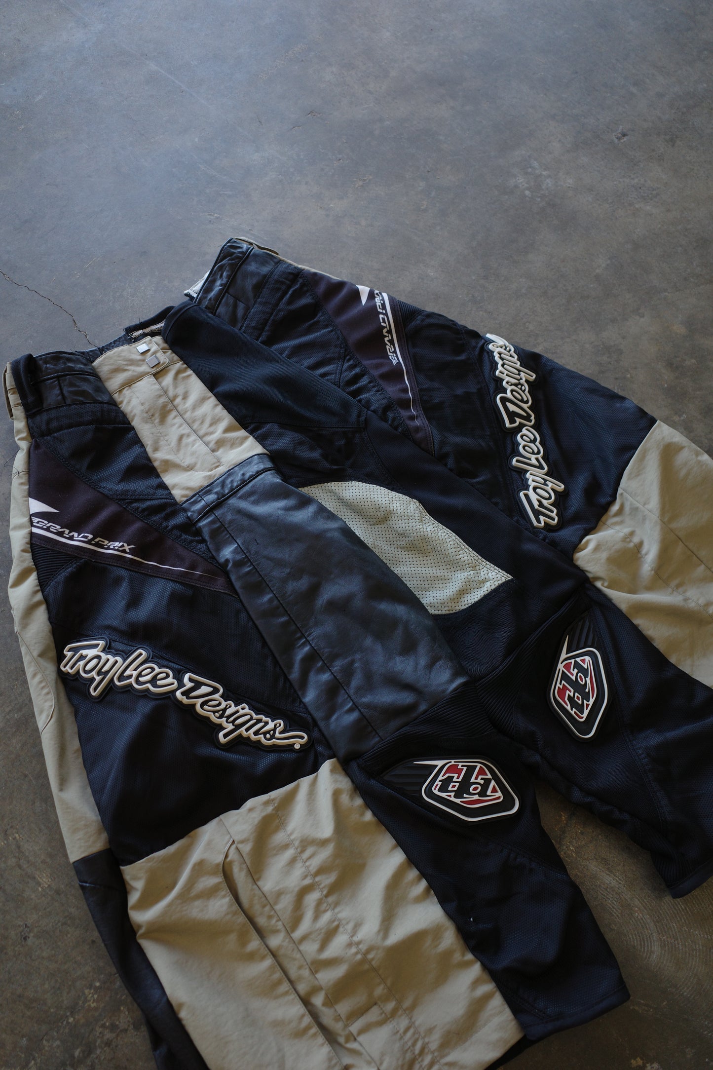 Wide Legged nag nag Pants(S)/made with vintage TLD racing pants w Leather trim