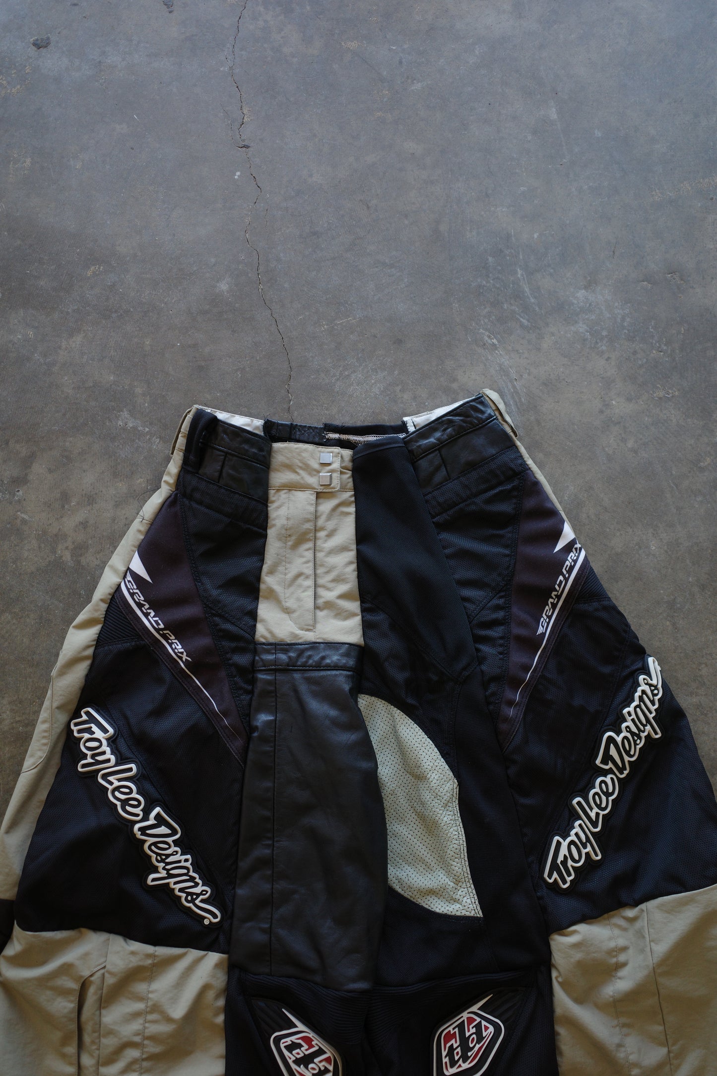 Wide Legged nag nag Pants(S)/made with vintage TLD racing pants w Leather trim