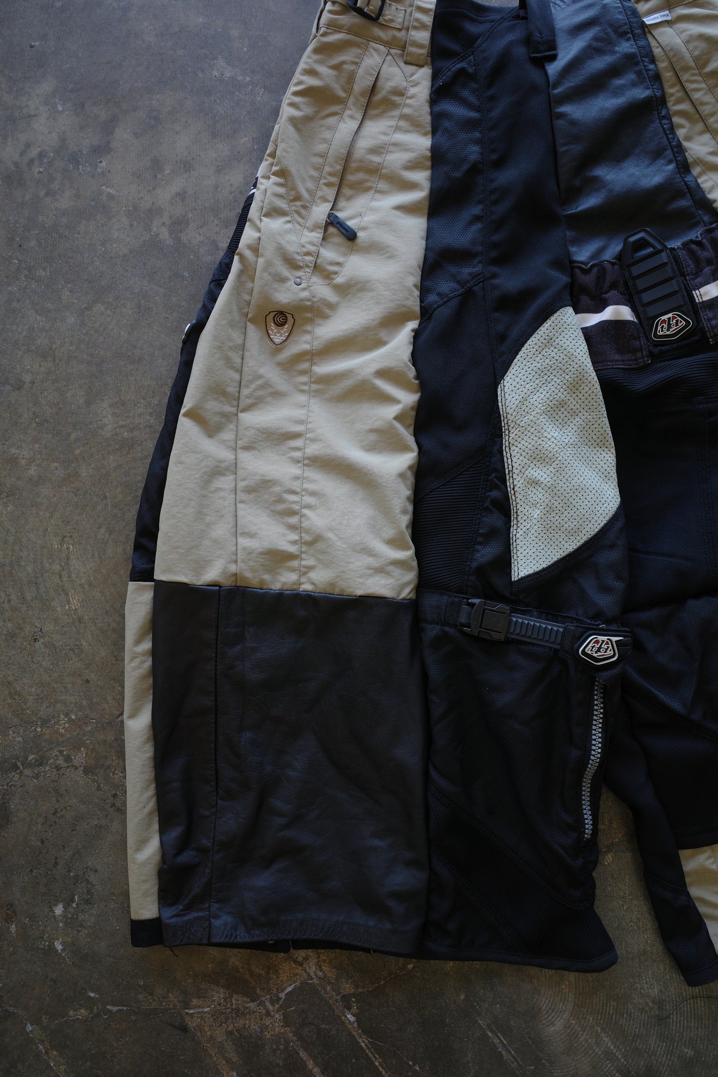 Wide Legged nag nag Pants(S)/made with vintage TLD racing pants w Leather trim