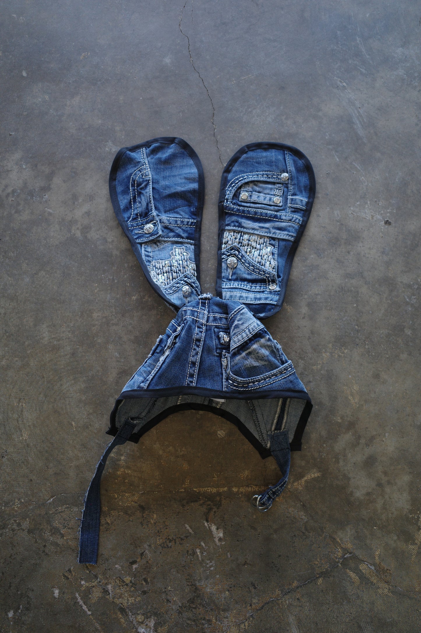 nag nag Bunny Ear Hat made with vintage Y2K MISS ME denim jean pants