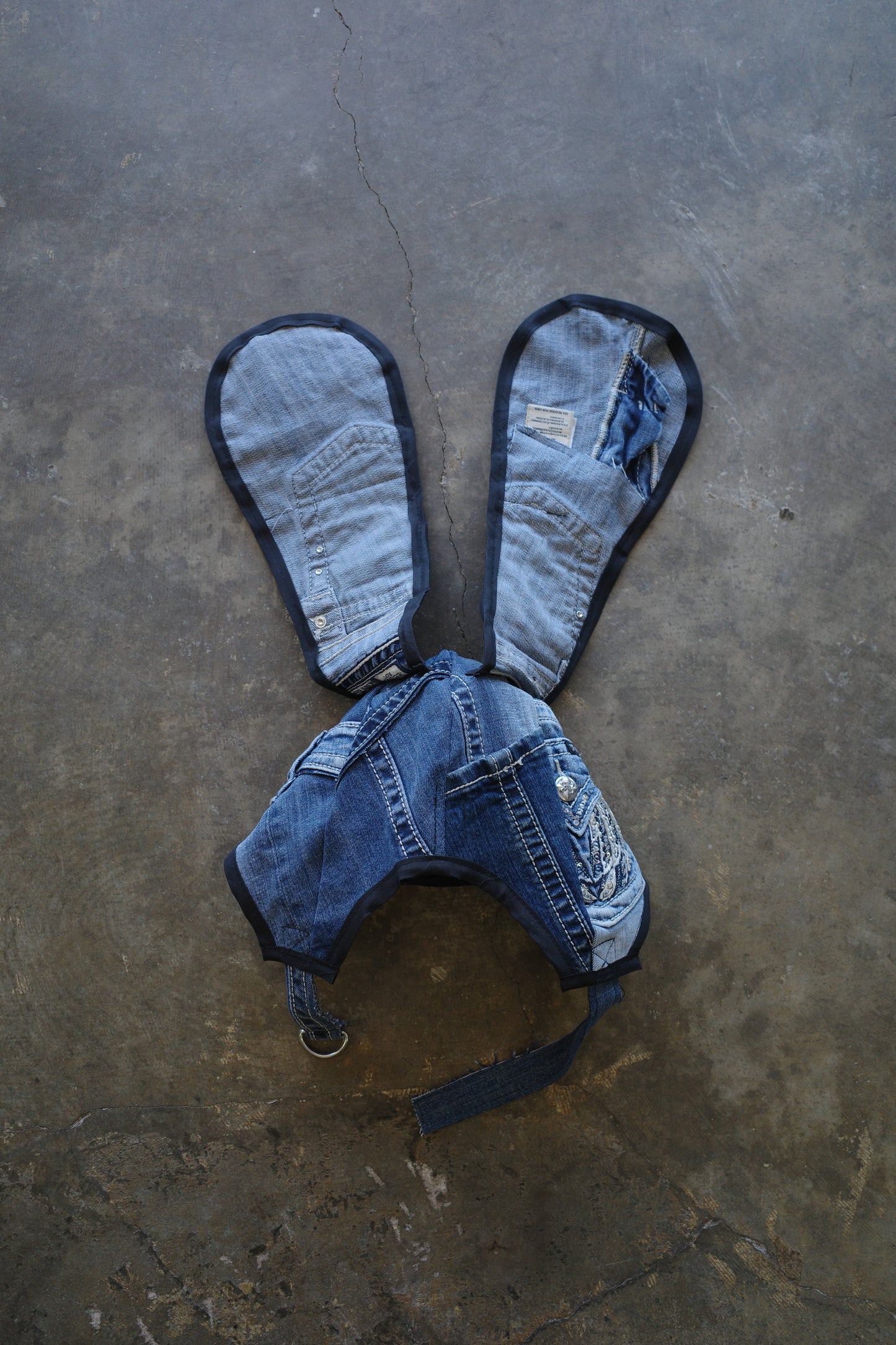 nag nag Bunny Ear Hat made with vintage Y2K MISS ME denim jean pants