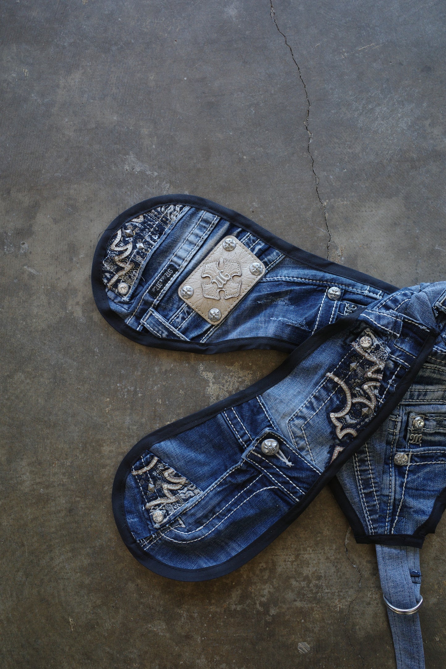 nag nag Bunny Ear Hat made with vintage Y2K MISS ME denim jean pants