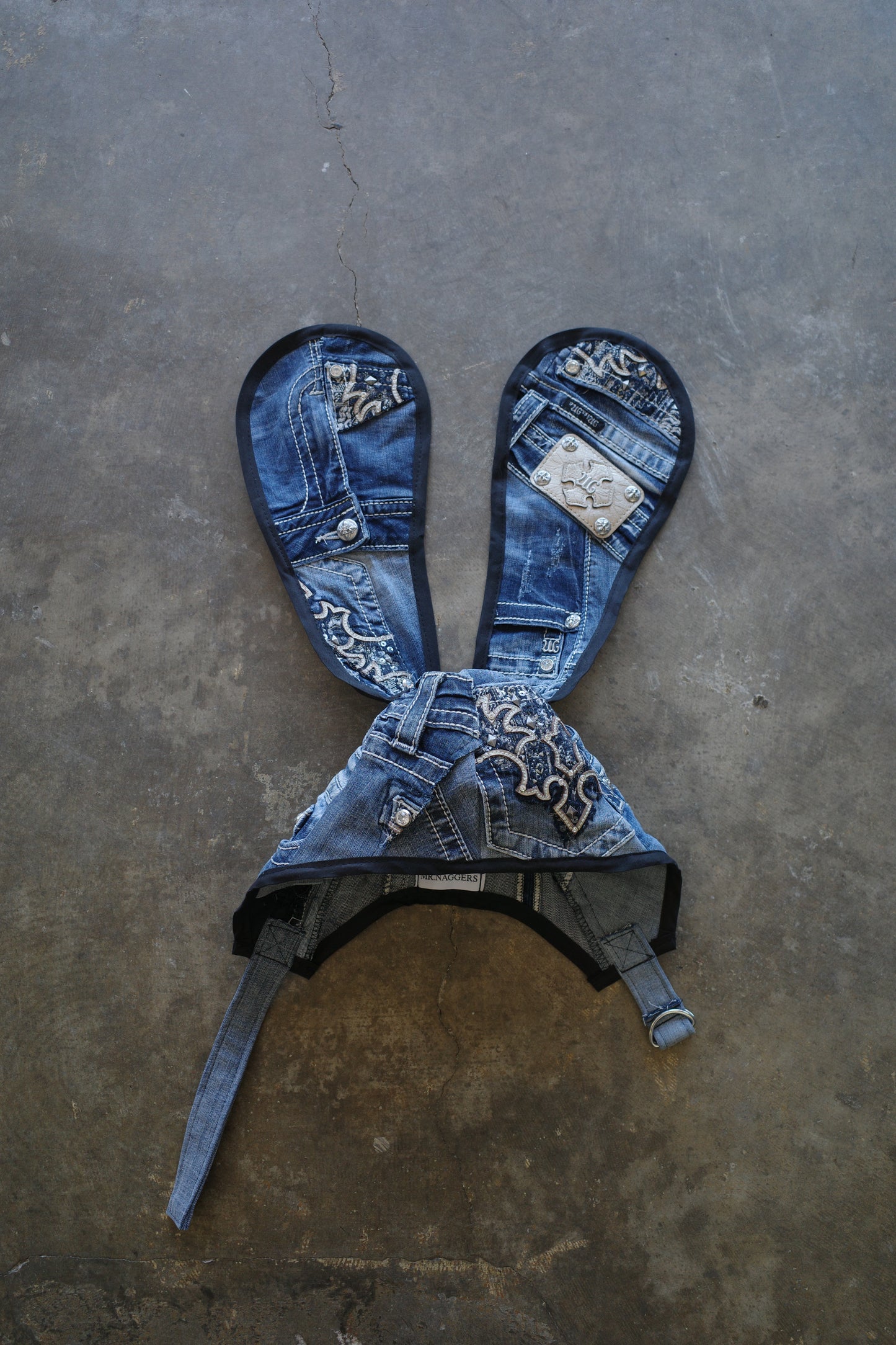 nag nag Bunny Ear Hat made with vintage Y2K MISS ME denim jean pants