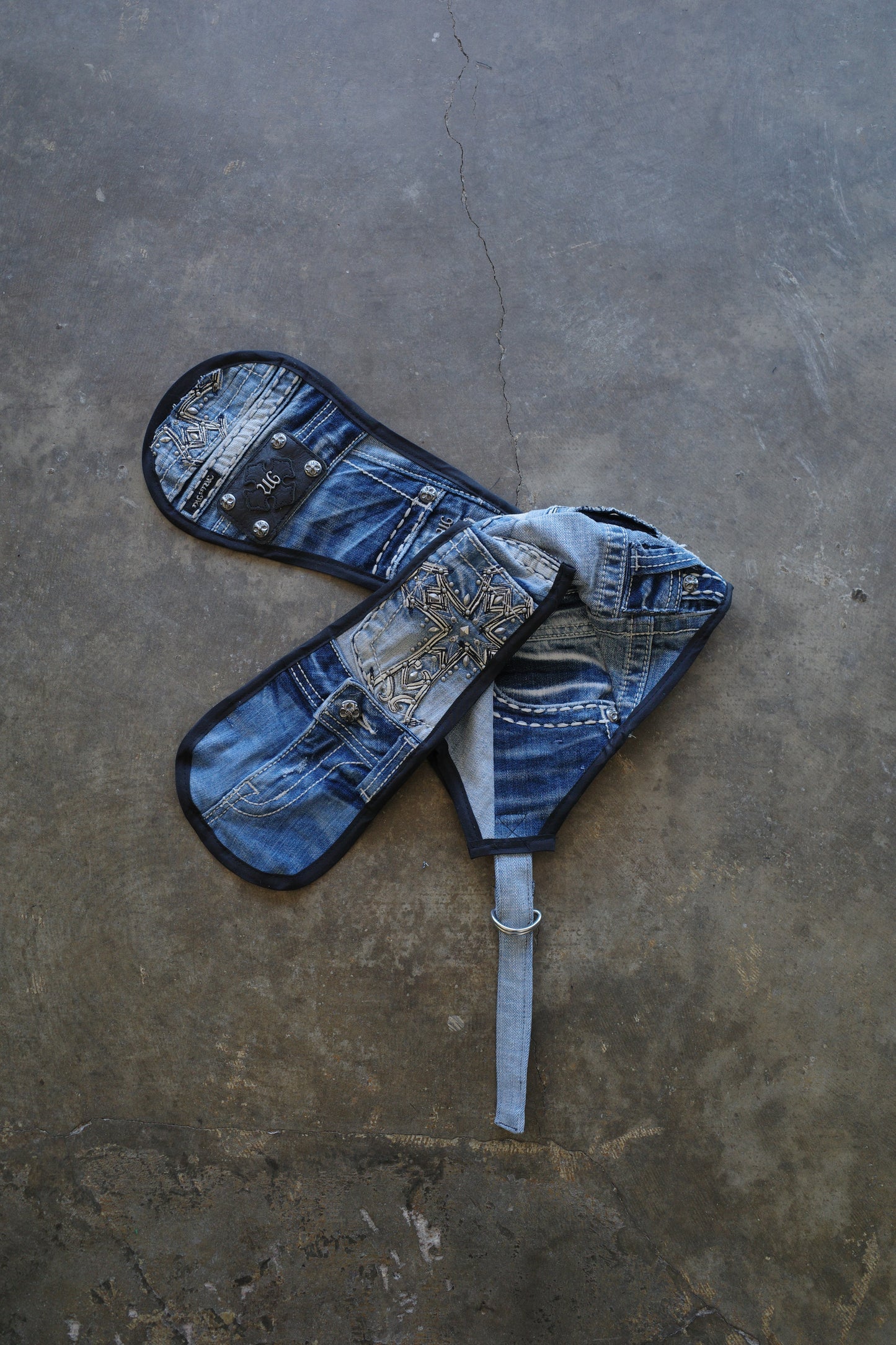 nag nag Bunny Ear Hat made with vintage Y2K MISS ME denim jean pants