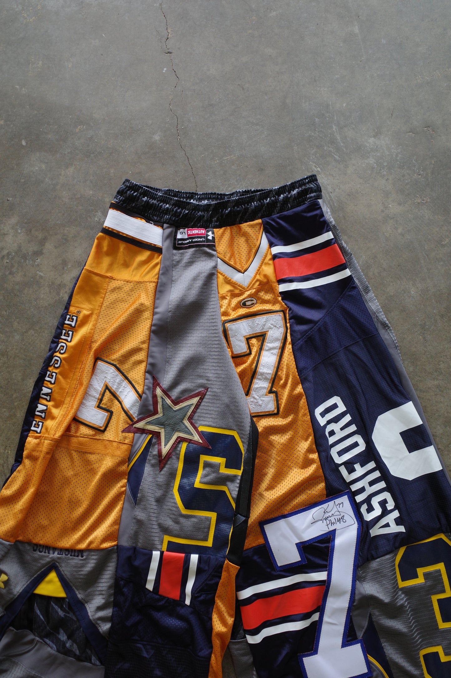 Wide Legged nag nag Pants(long)/made with vintage Pro sports jerseys