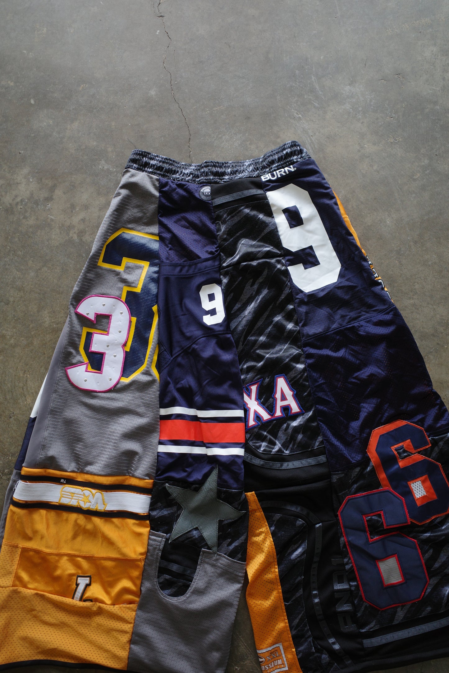 Wide Legged nag nag Pants(long)/made with vintage Pro sports jerseys