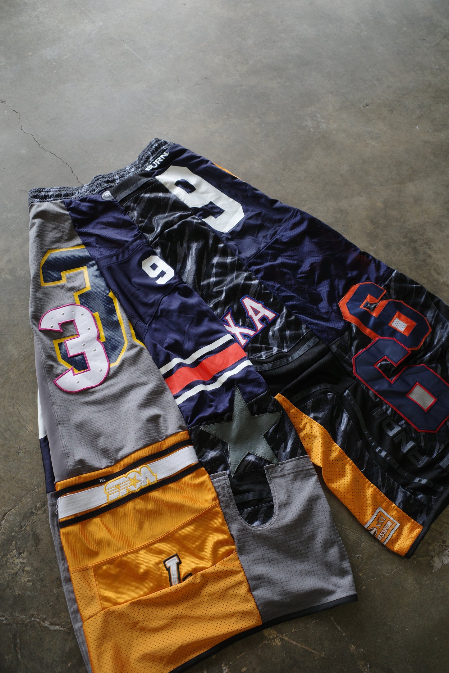 Wide Legged nag nag Pants(long)/made with vintage Pro sports jerseys