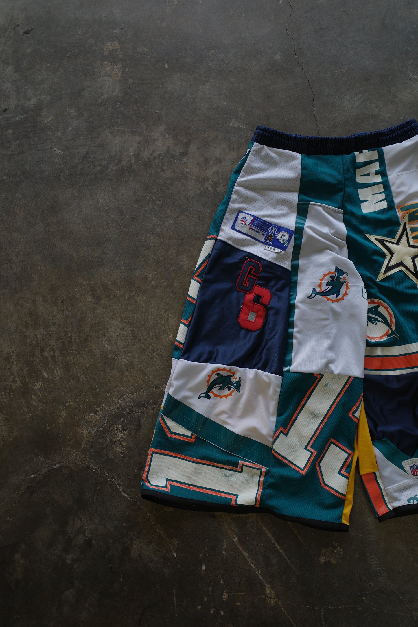 Wide Legged nag nag Pants(short)/made with vintage Pro sports jerseys
