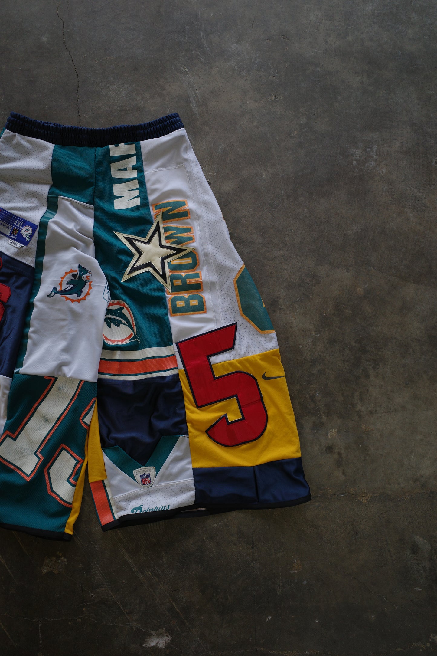 Wide Legged nag nag Pants(short)/made with vintage Pro sports jerseys
