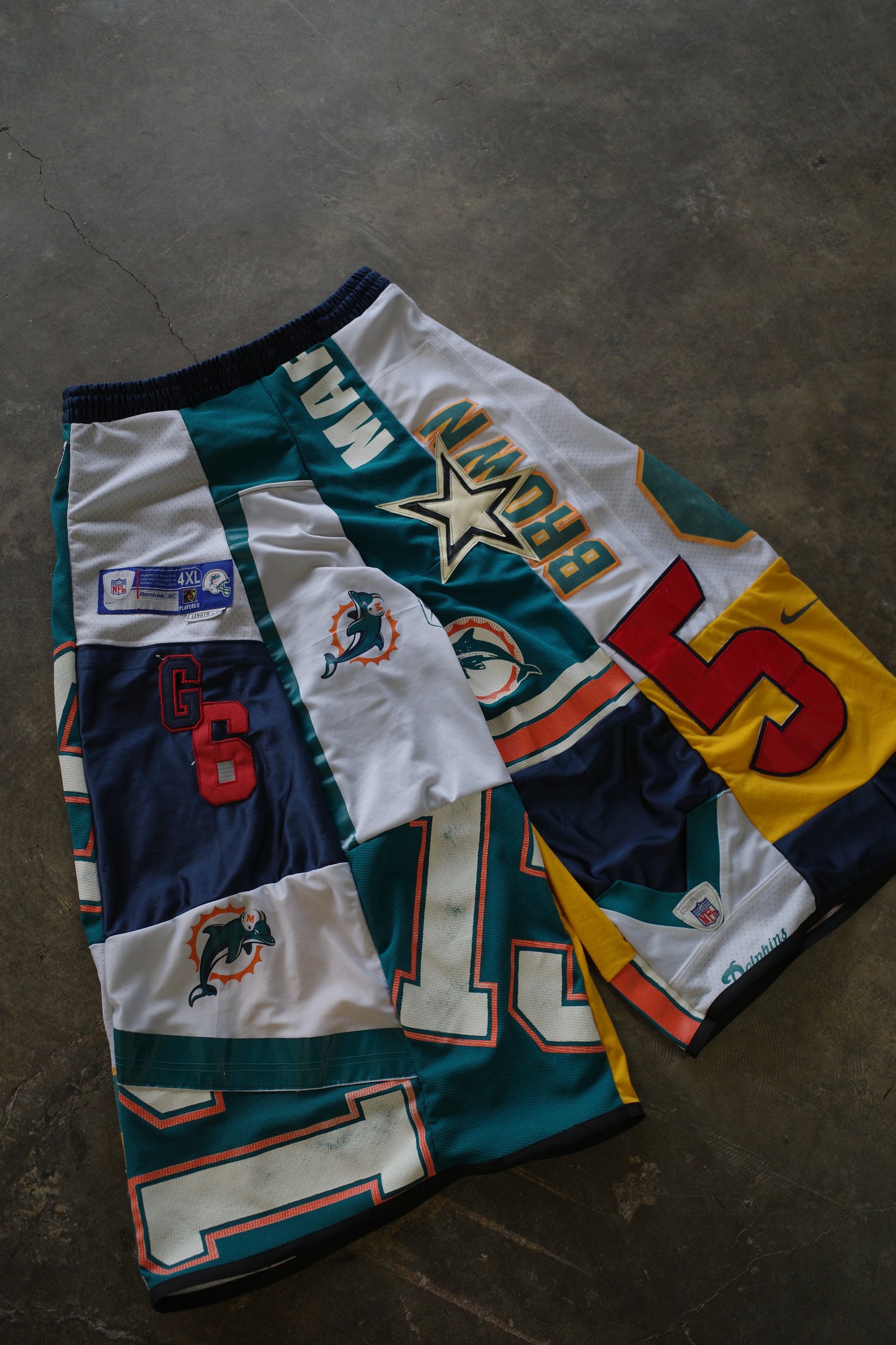 Wide Legged nag nag Pants(short)/made with vintage Pro sports jerseys