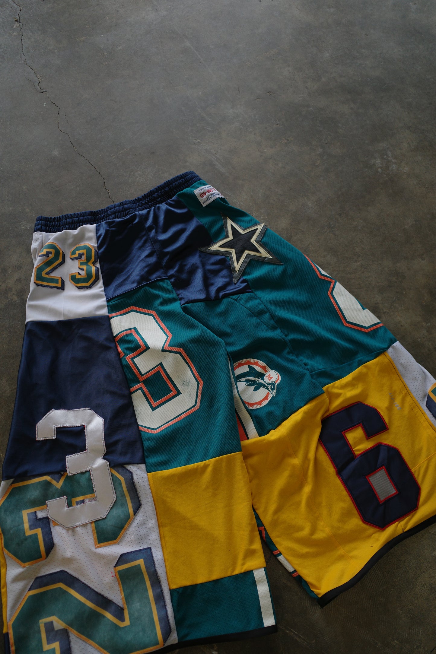 Wide Legged nag nag Pants(short)/made with vintage Pro sports jerseys