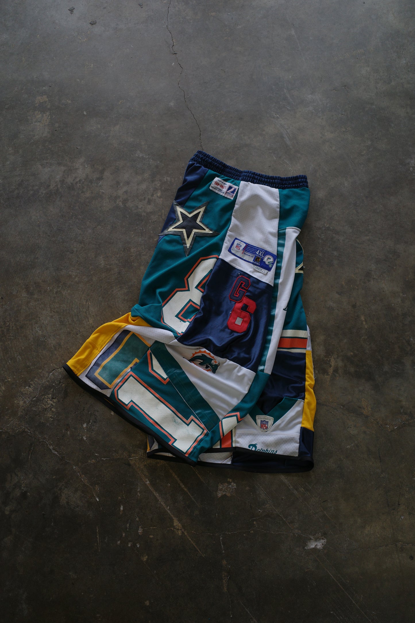 Wide Legged nag nag Pants(short)/made with vintage Pro sports jerseys
