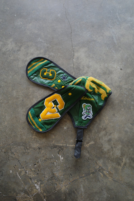 nag nag Bunny Ear Hat made with vintage Varsity Jacket and Patches