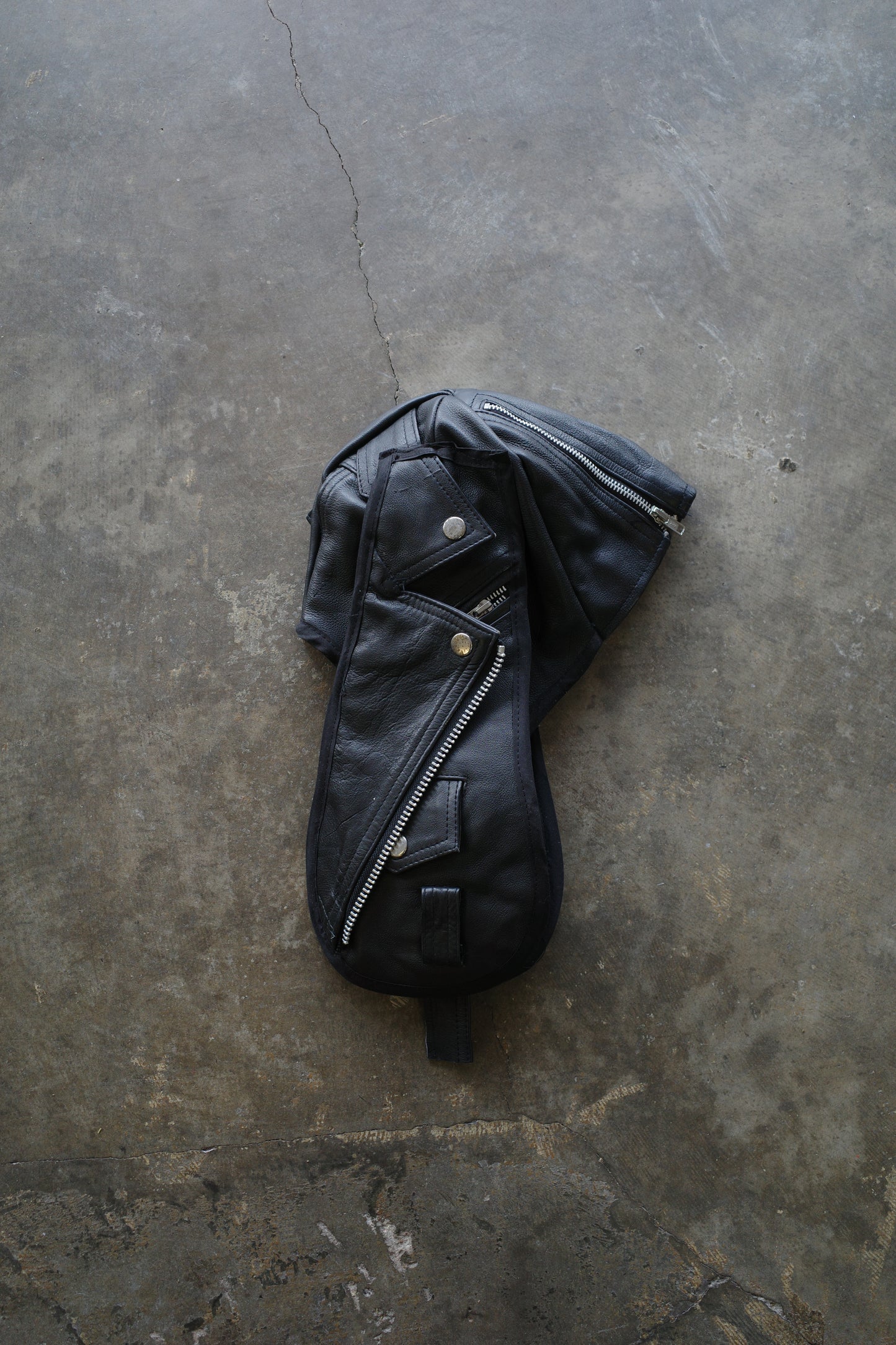 nag nag Bunny Ear Hat made with vintage Leather biker jacket